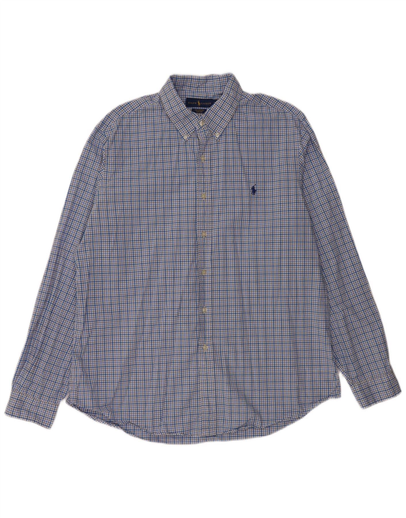 Ralph Lauren Mens Shirt XL Blue Check Cotton Size US XL / EU 56 / 4 - 1 Thumbnail