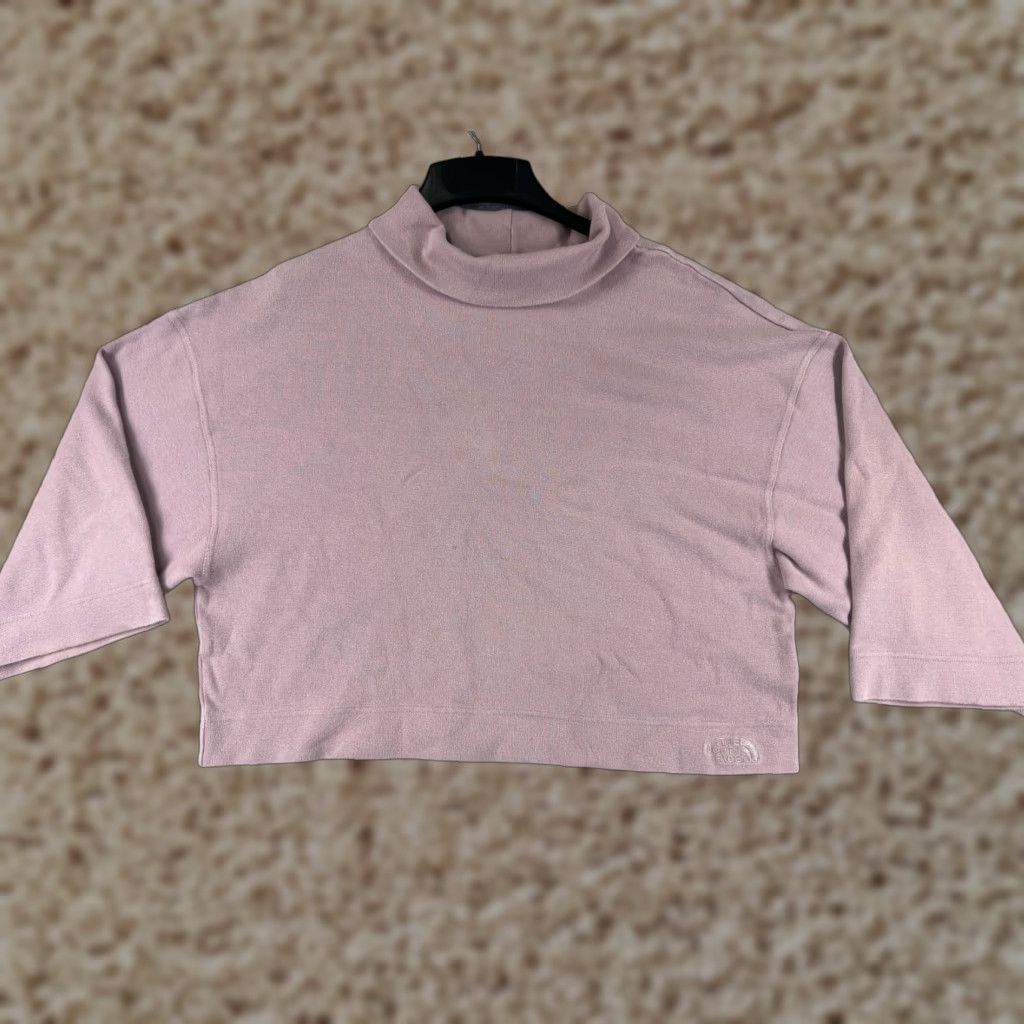 The North Face VINTAGE The North Face Hoodie Shirt Womens L Pink Crop Pullover 3/4 Sleeve Cotton Logo All Seasons Mens Womens Girls Boys Size L / US 10 / IT 46 - 1 Thumbnail