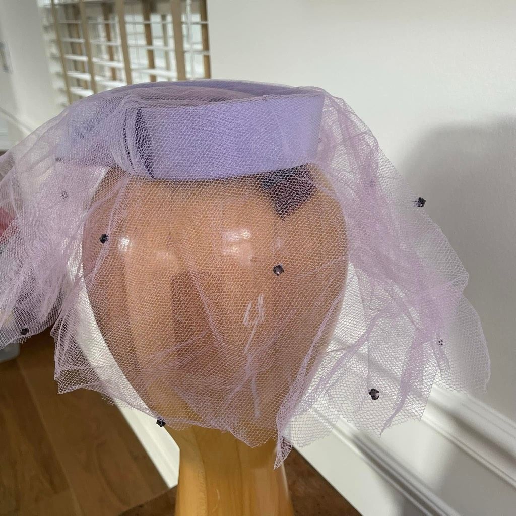 Vintage Vintage 60s Lavender Pastel I Dream of Jeannie Mesh Hat Topper Small Size ONE SIZE - 4 Thumbnail