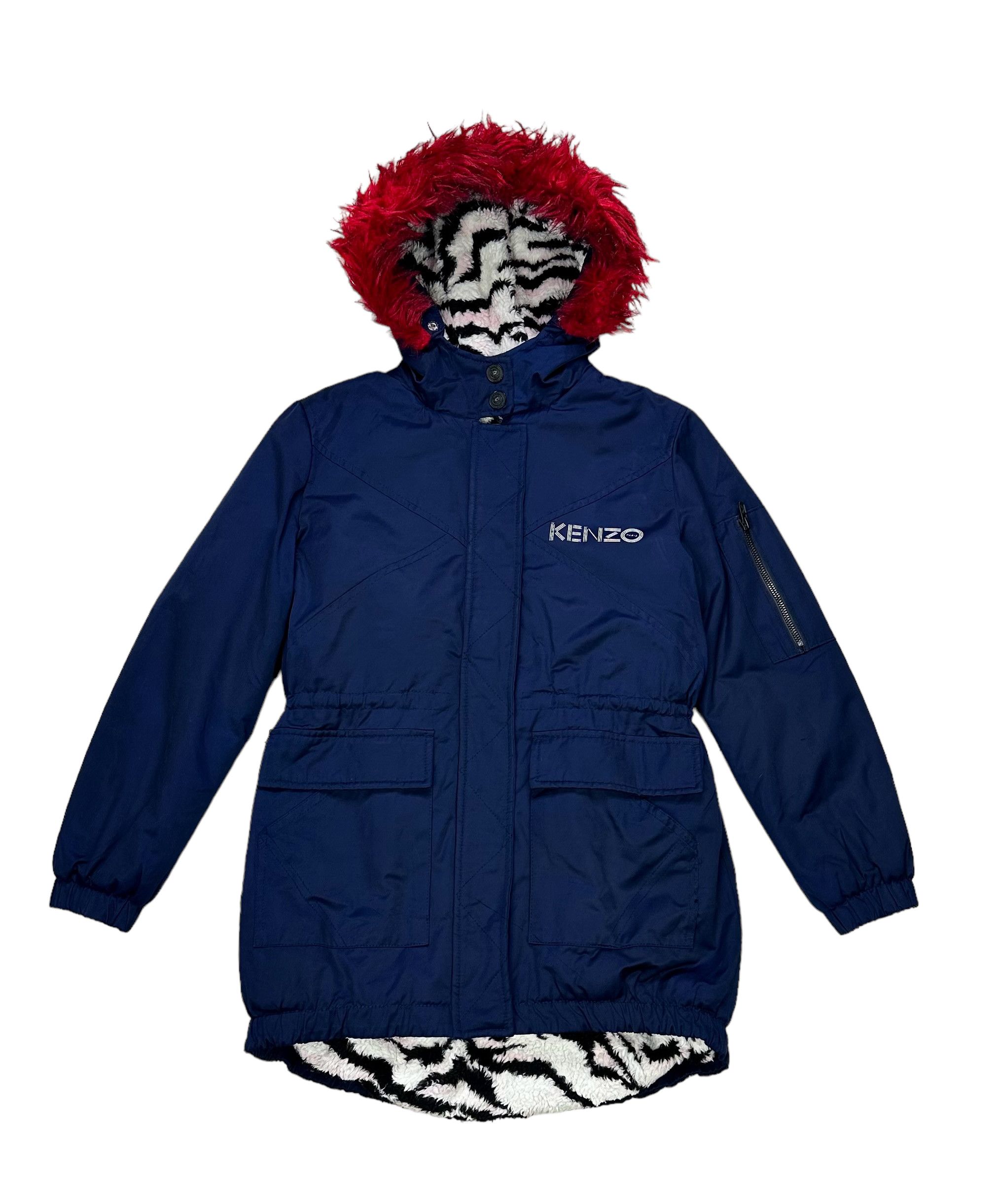 image of Kenzo Zebra Parka Jacket in Navy/Zebra/Pink, Women's (Size XS)