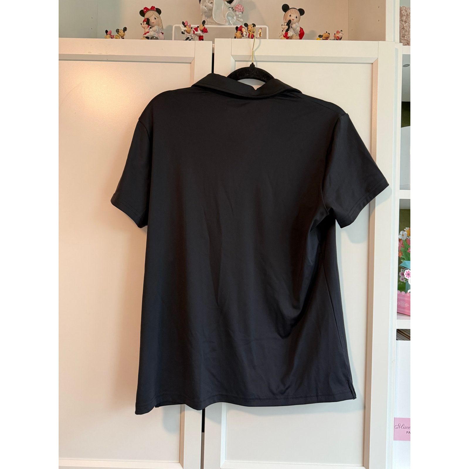 Other Women's Size L Black Short Sleeve Collared Polo Shirt - B021 Size L / US 10 / IT 46 - 3 Thumbnail