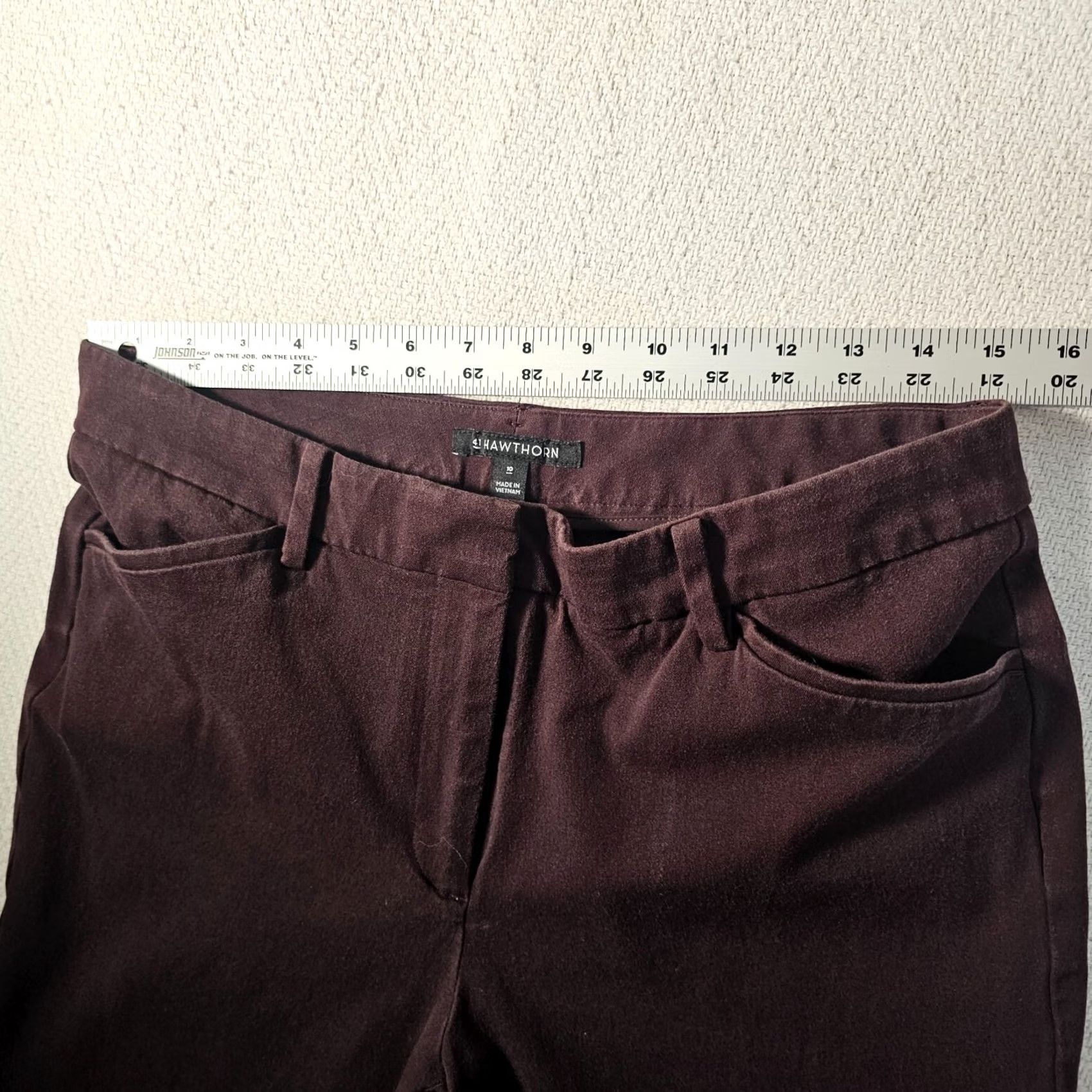 Vintage 41 Hawthorne Wine Straight Leg Chino Pants Women's Size 10 Cropped Dressy Career Professional Suiting Material Blend Stretch Closet Ready Size 32" / US 10 / IT 46 - 5 Thumbnail