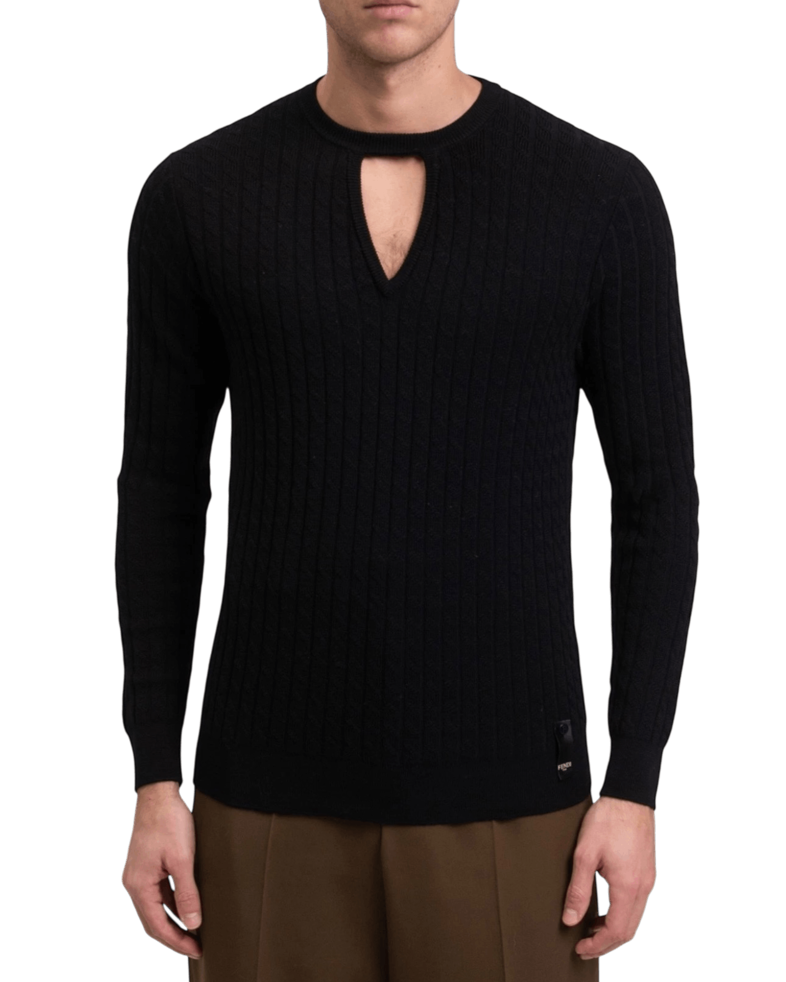 Fendi Fendi Rib Knit Virgin Wool Sweater with Cut-out Size US S / EU 44-46 / 1 - 3 Thumbnail