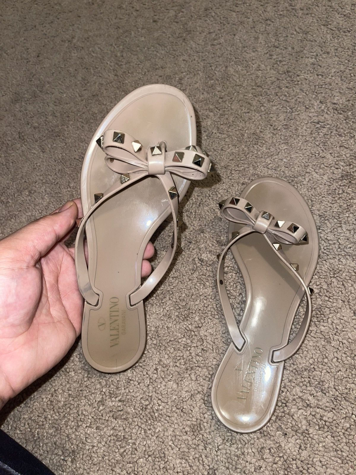 Valentino Valentino Rockstud Rubber Slippers Size US 10 / IT 40 - 3 Thumbnail