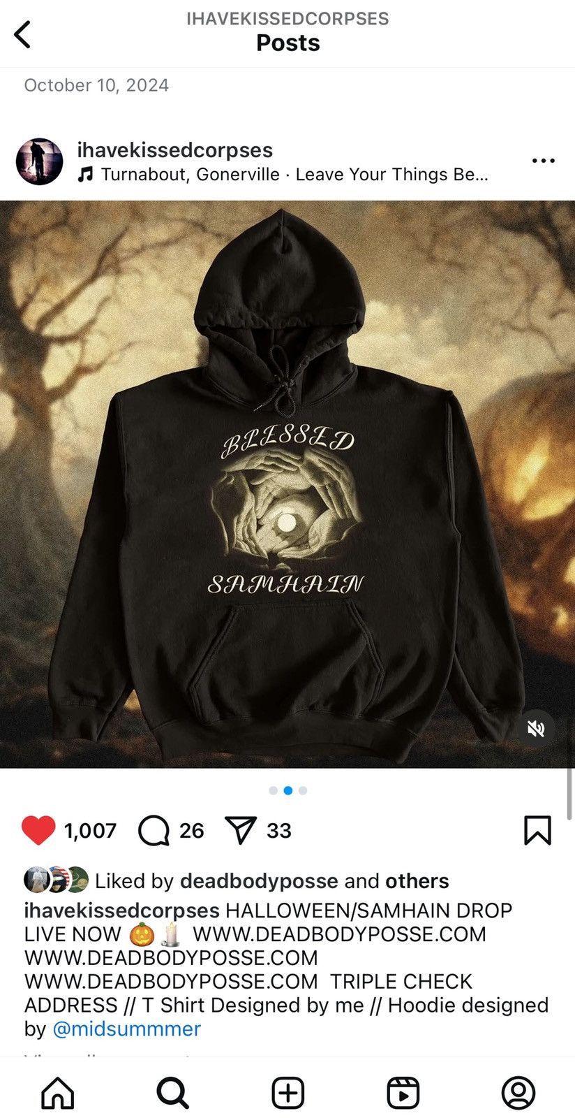 Drain Gang × Haunted Mound Turnabout / Gonerville DeadbodyPosse - SAMHAIN hoodie XL Size US XL / EU 56 / 4 - 5 Thumbnail