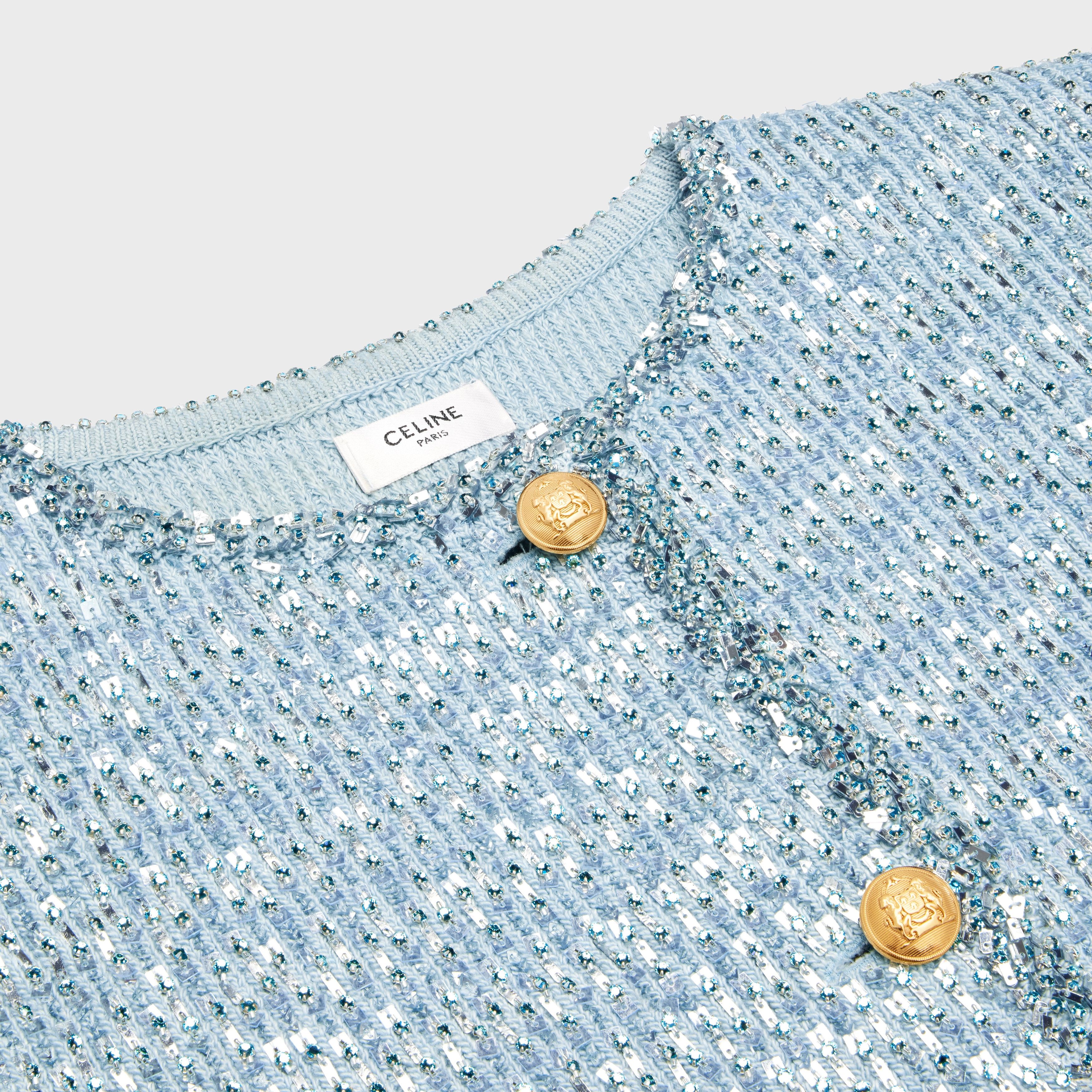 Celine o1w1db11124 Embroidered Cardigan Wool Jacket in Blue Size M / US 6-8 / IT 42-44 - 3 Thumbnail