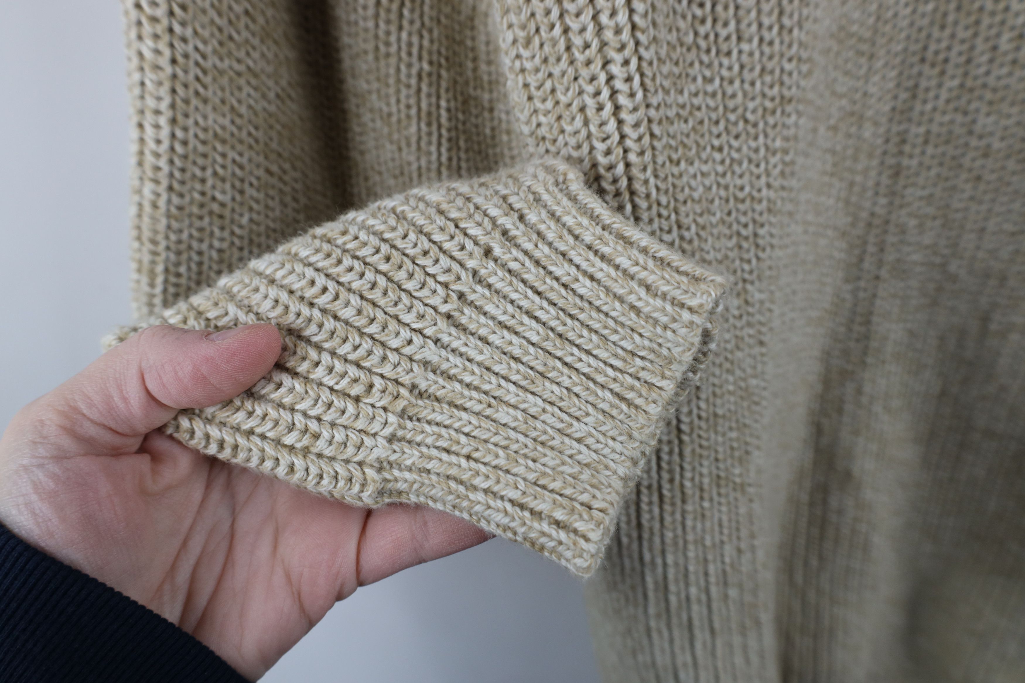Eddie Bauer × Vintage Vintage Eddie Bauer Cotton Ribbed Knit Henley Sweater Beige Size US XL / EU 56 / 4 - 5 Thumbnail