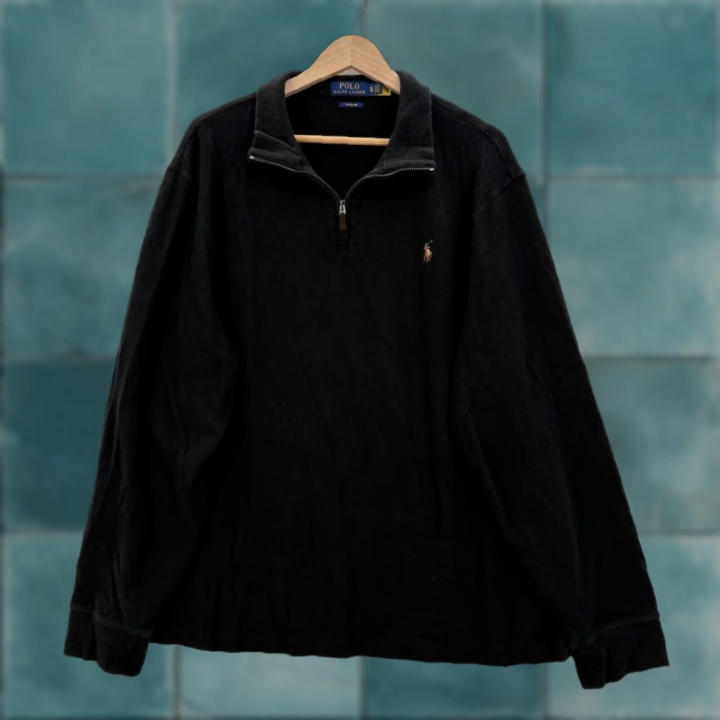 Polo Ralph Lauren Polo Ralph Lauren Sweater Mens XL Black 1/4 Zip Mock Neck Pullover Estate Rib Shirt Size US XL / EU 56 / 4 - 1 Thumbnail