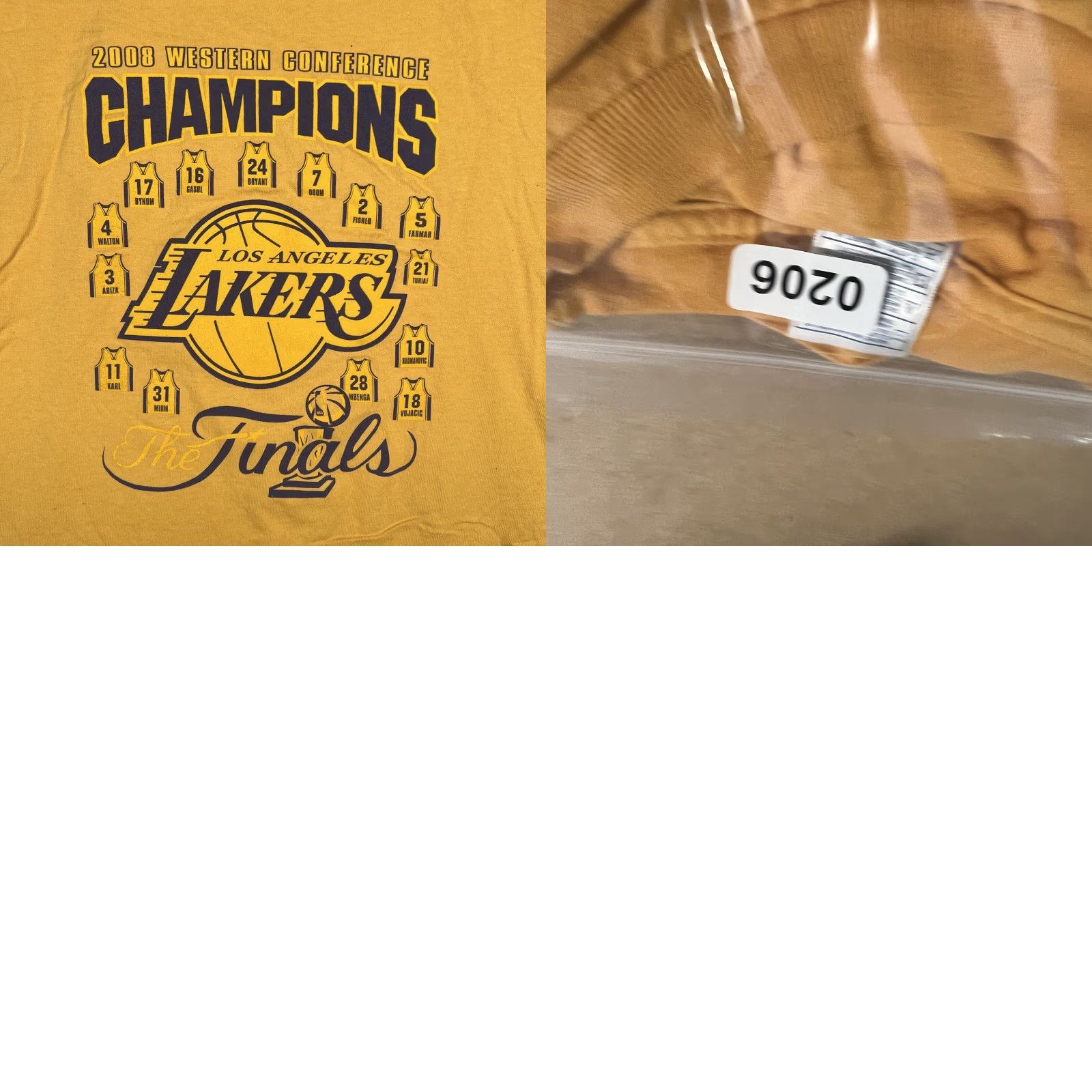 Champion Los Angeles Lakers Western Conference Champions T Shirt Adult 3XL Yellow Size US XXL / EU 58 / 5 - 8 Thumbnail