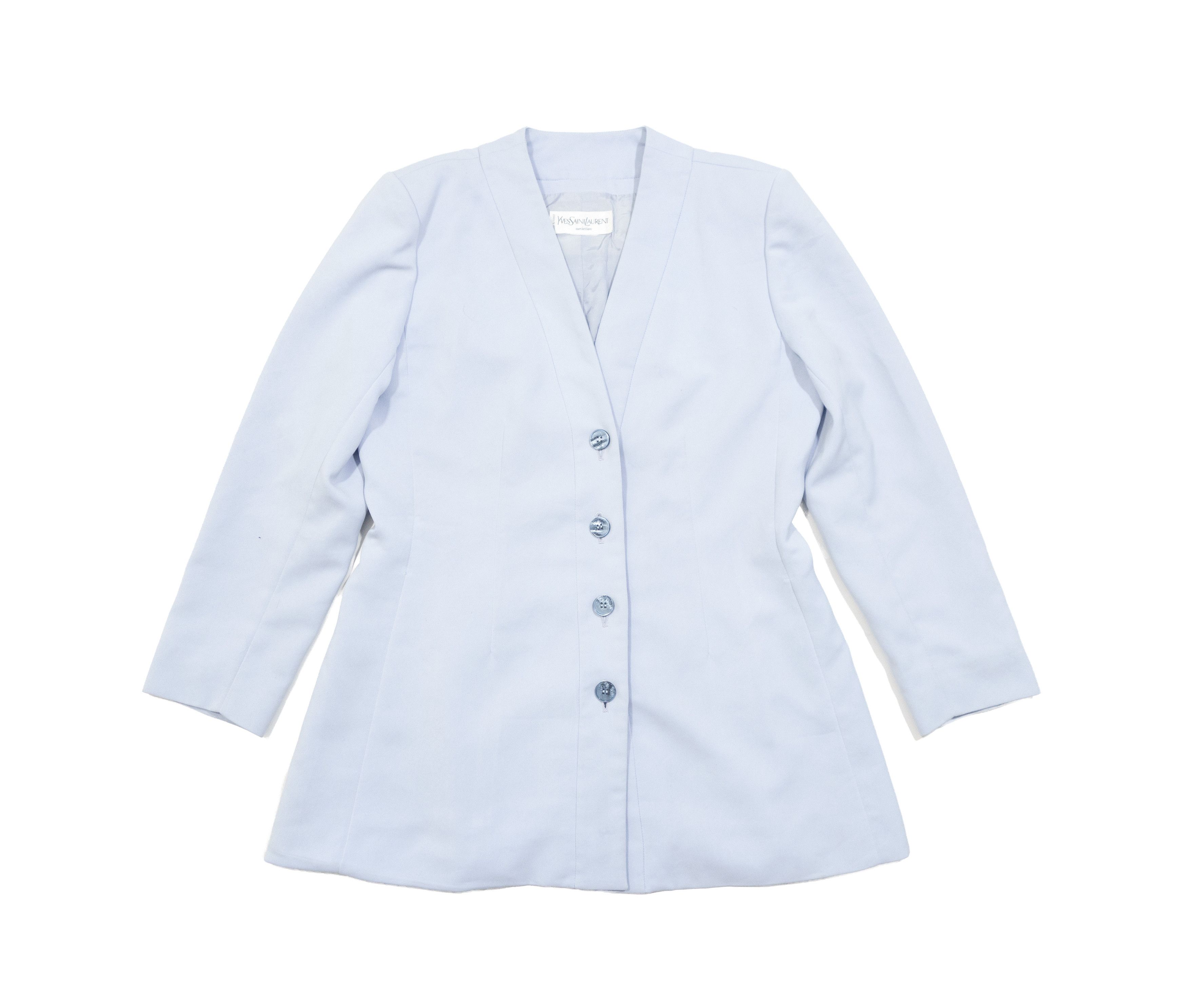 Yves Saint Laurent 90s YSL Variation Collarless Structured Hourglass Blazer Size L / US 10 / IT 46 - 1 Thumbnail