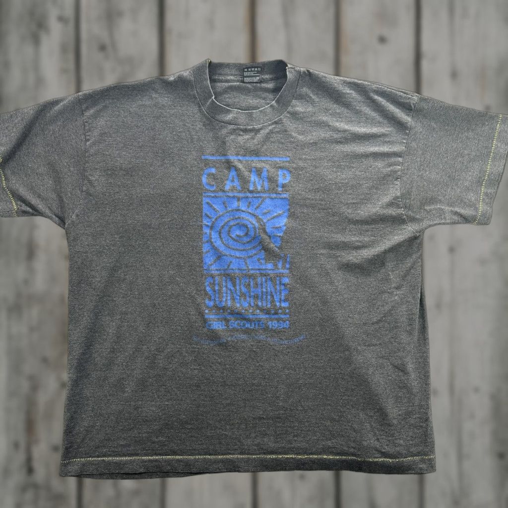 Fruit Of The Loom VINTAGE Camp Sunshine Shirt Mens 2XL Gray Girl Scouts 1994 Junior League USA 90s Size US XXL / EU 58 / 5 - 1 Thumbnail
