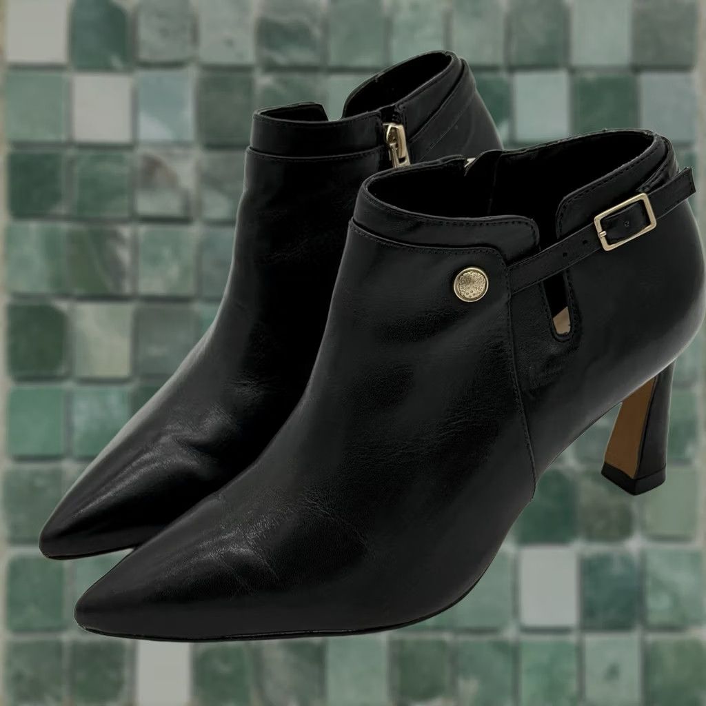 Vince Camuto Vince Camuto W Keeshey Bootie Ankle Boot W 6 Stiletto Pointed Toe Black Leather Women Shoes Size US 6 / IT 36 - 1 Thumbnail