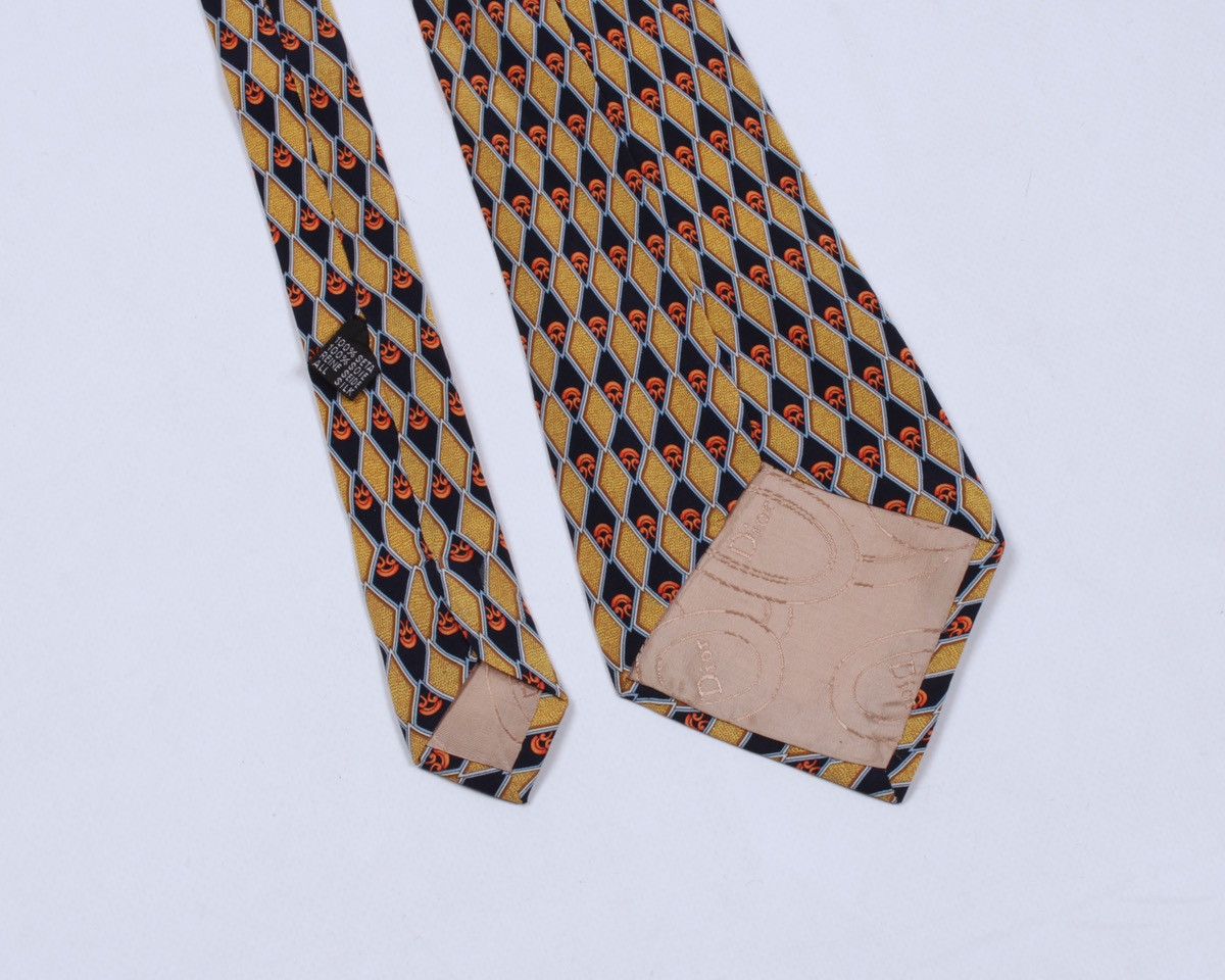 Designer × Vintage × Yves Saint Laurent DIOR Vintage Gold Yellow Geometric Silk Tie Size ONE SIZE - 4 Thumbnail