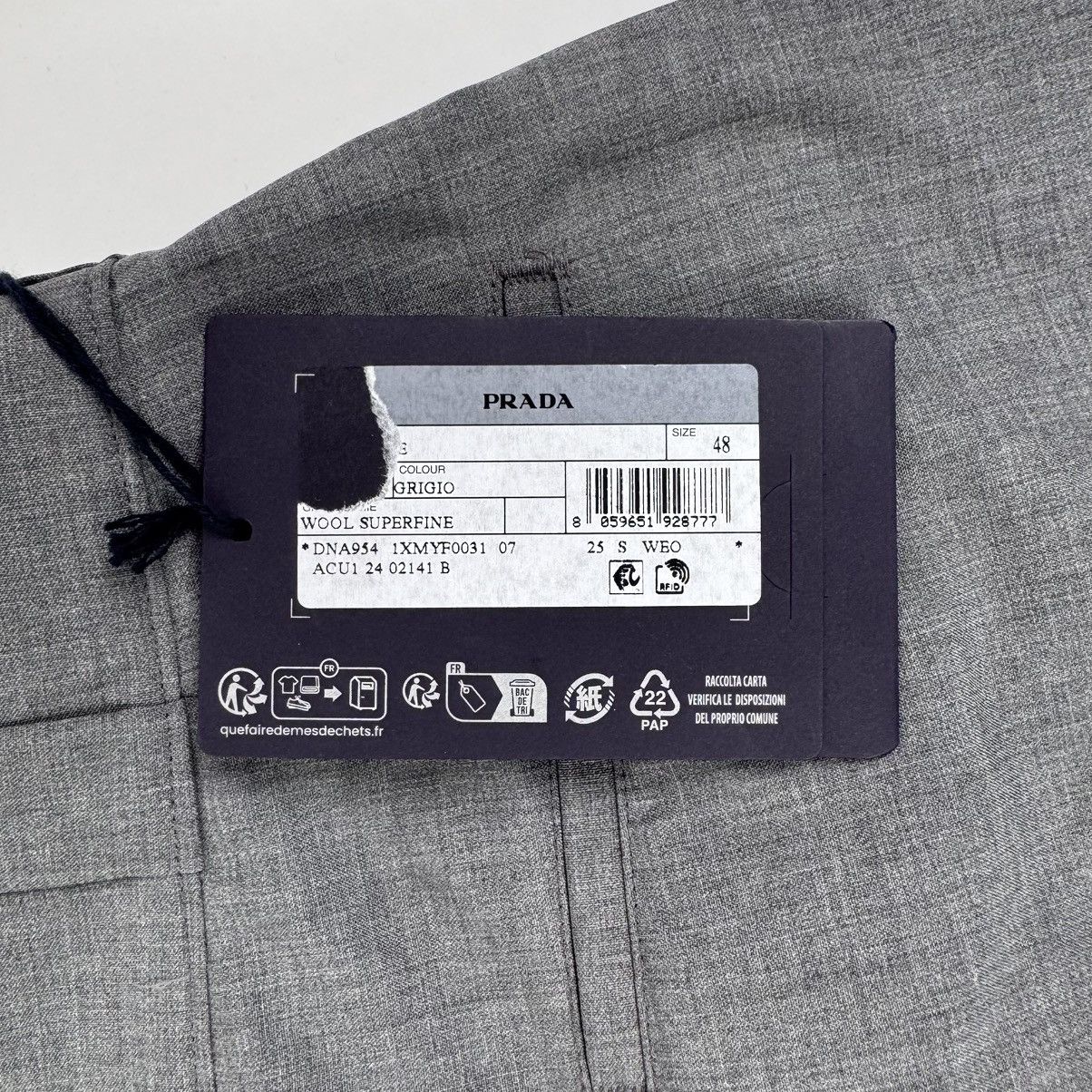 Prada Prada SS2024 Main-Line Light Gray Wide Fine Wool Pants Size US 34 / EU 50 - 9 Thumbnail