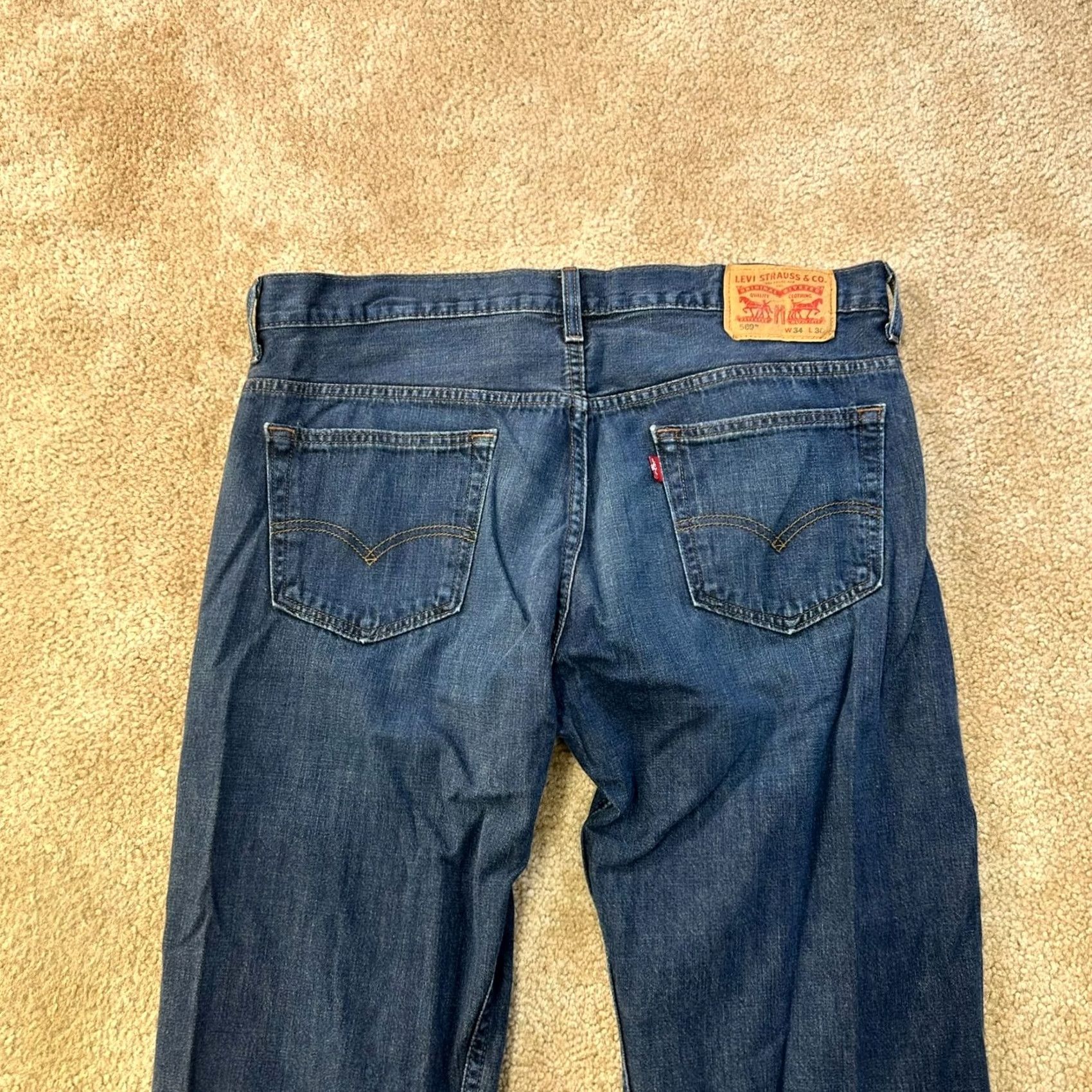 Levi's Levi's 569 Loose Straight Jeans Mens 34x30 Denim Blue Distressed 5-Pocket Belt Loops Baggy Casual Size US 34 / EU 50 - 7 Thumbnail