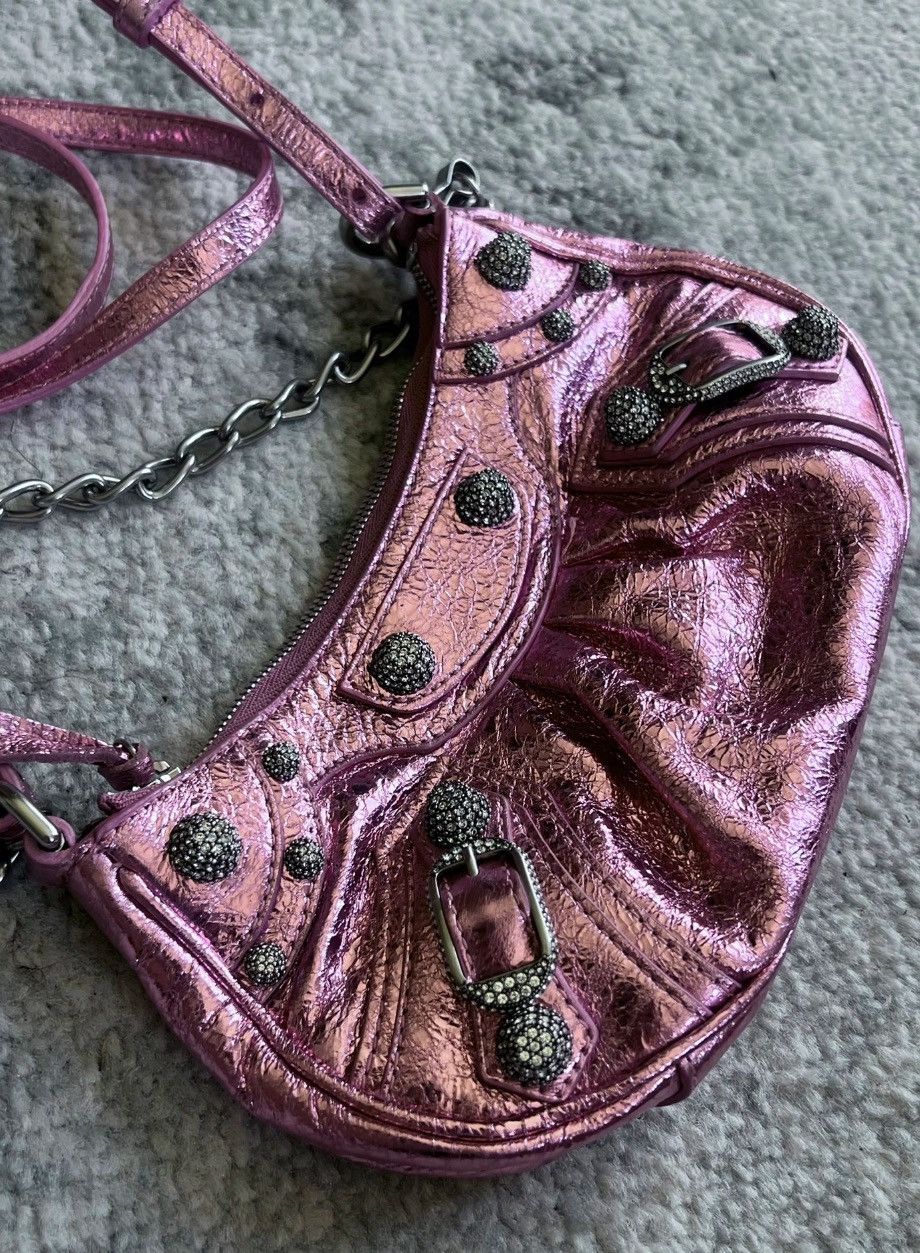 Balenciaga LE CAGOLE MINI BAG METALLIZED IN PINK With crystals hardware Size ONE SIZE - 5 Thumbnail