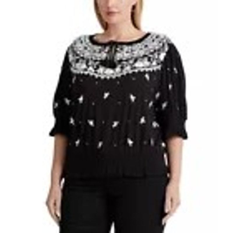 Lauren Ralph Lauren Lauren Ralph Lauren Floral Embroidered Smocked Peasant Top Size XXL / US 16-18 / IT 52-54 - 1 Thumbnail
