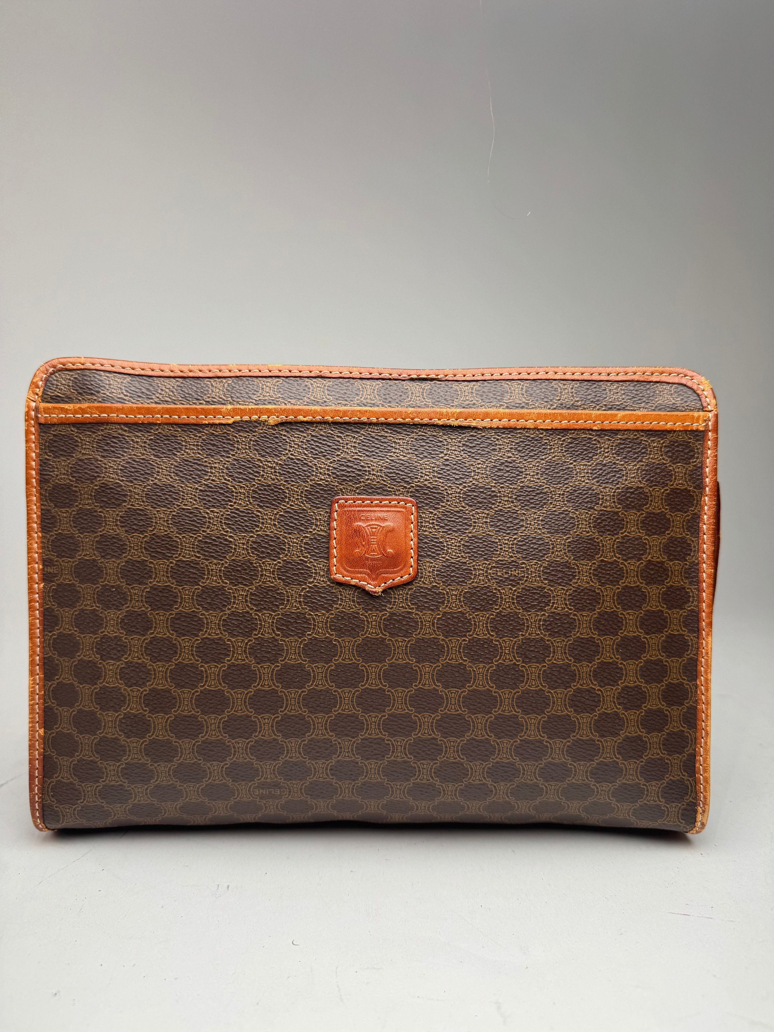 Celine Vintage Paris Leather Monogram Clutch brown Size ONE SIZE - 1 Thumbnail