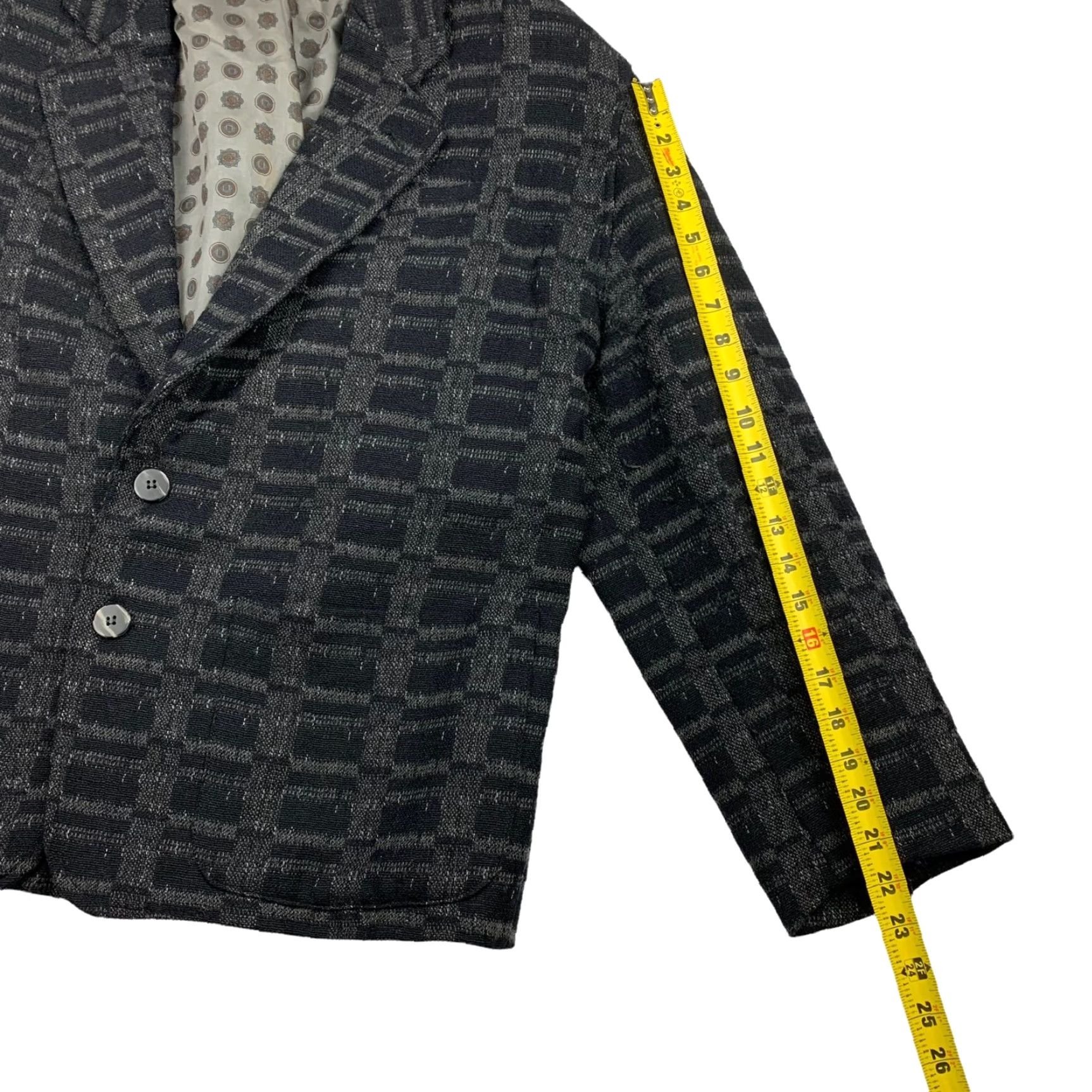 Vintage Mauro Burani Blazer Jacket Women Black/Gray Geometric Size 52 IT | 42 US, 2 Button Front, Short, Polyester, Regular, Basic Jacket Size XXL / US 16-18 / IT 52-54 - 7 Thumbnail