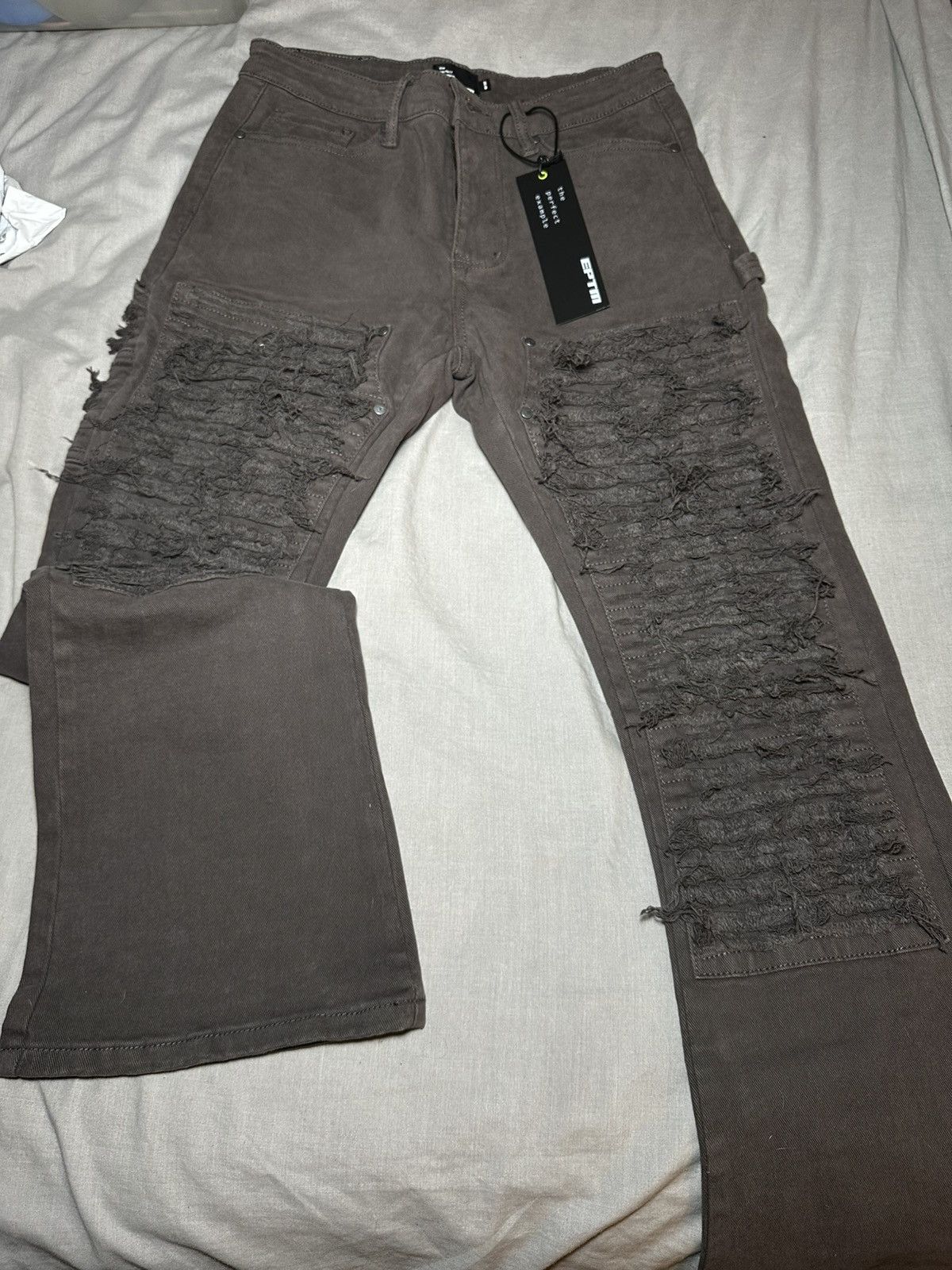 Designer × EPTM. × Levi's Eptm brown double knee distressed jeans NWTs Size US 32 / EU 48 - 2 Thumbnail