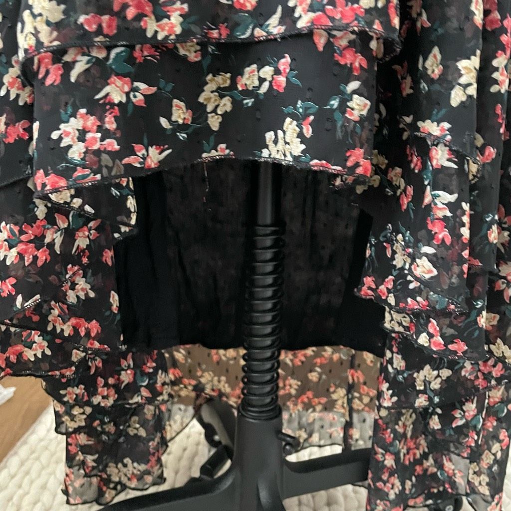 Other Edit by White Closet Black Floral High Low Midi Dress 10 Size L / US 10 / IT 46 - 5 Thumbnail