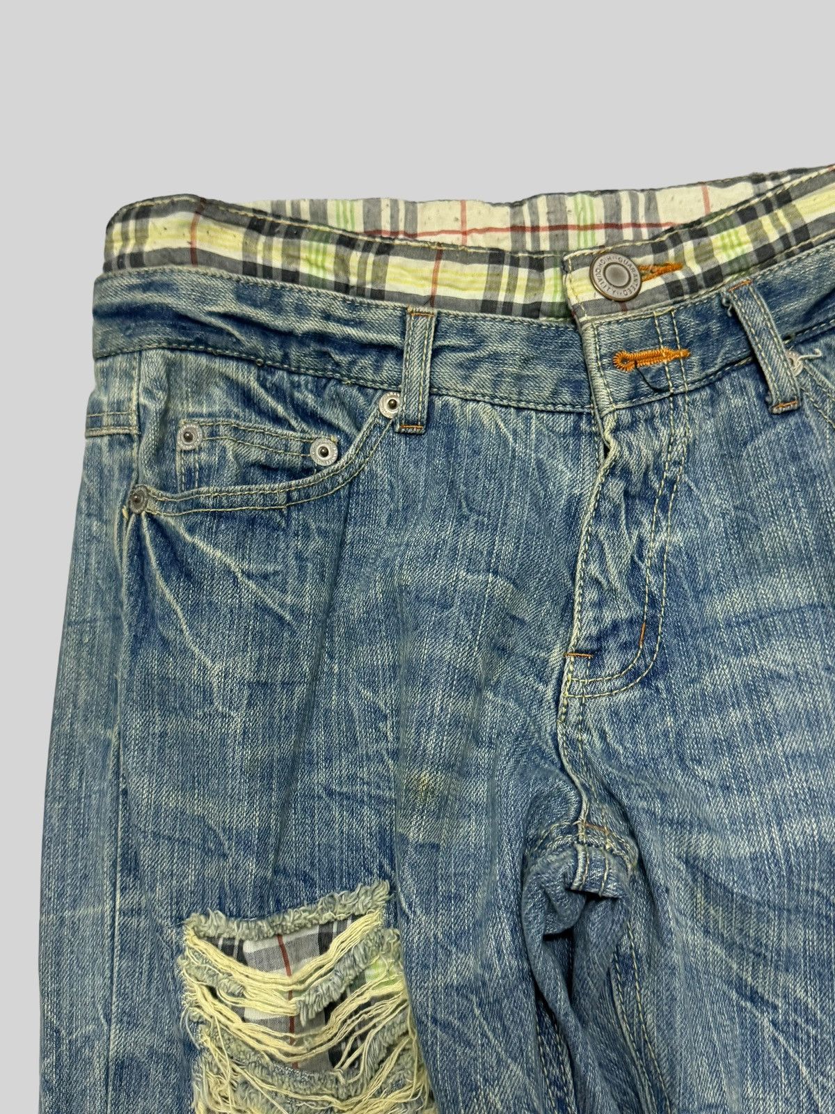 Hysteric Glamour × Japanese Brand Distressed Plaid Distressed Junya Watanabe Denim Jeans Size US 29 - 8 Thumbnail