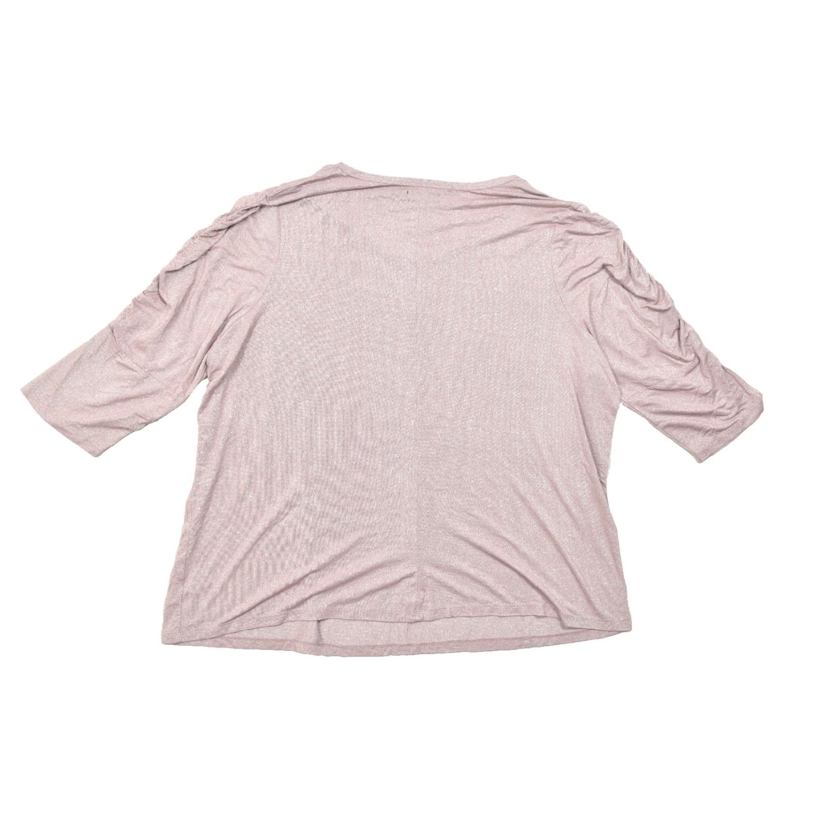 Vintage Lane Bryant Womens Blouse Knit Top Pullover Round Neck Ruched Sleeve Plus Size 26 Pink Metallic Shimmer Size 4XL / US 24-26 - 2 Thumbnail