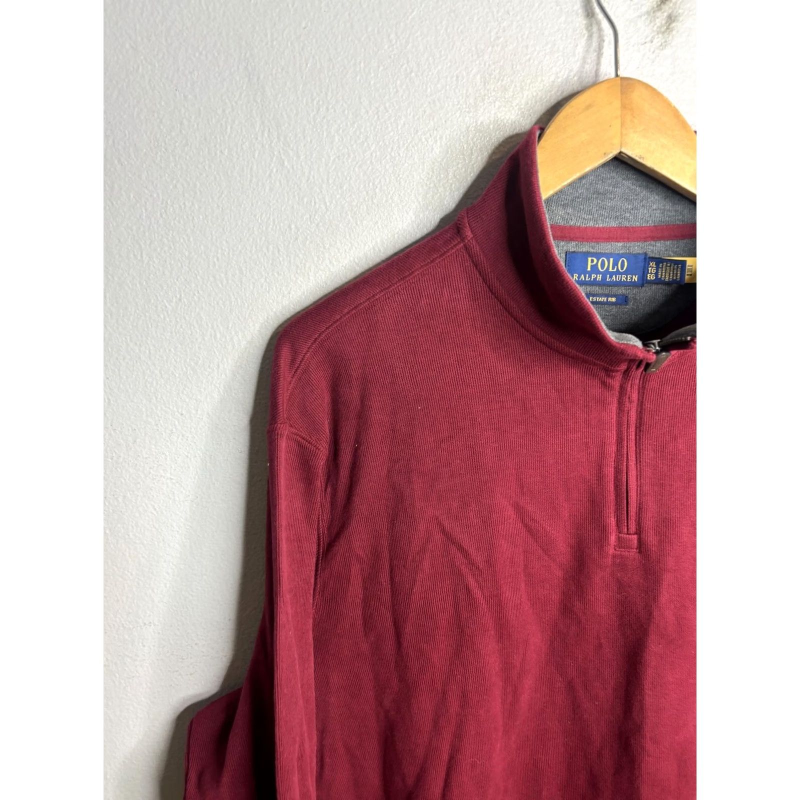 Polo Ralph Lauren Polo Ralph Lauren Sweater Mens XL Red Estate Rib Quarter Zip Pullover Logo Size US XL / EU 56 / 4 - 2 Thumbnail