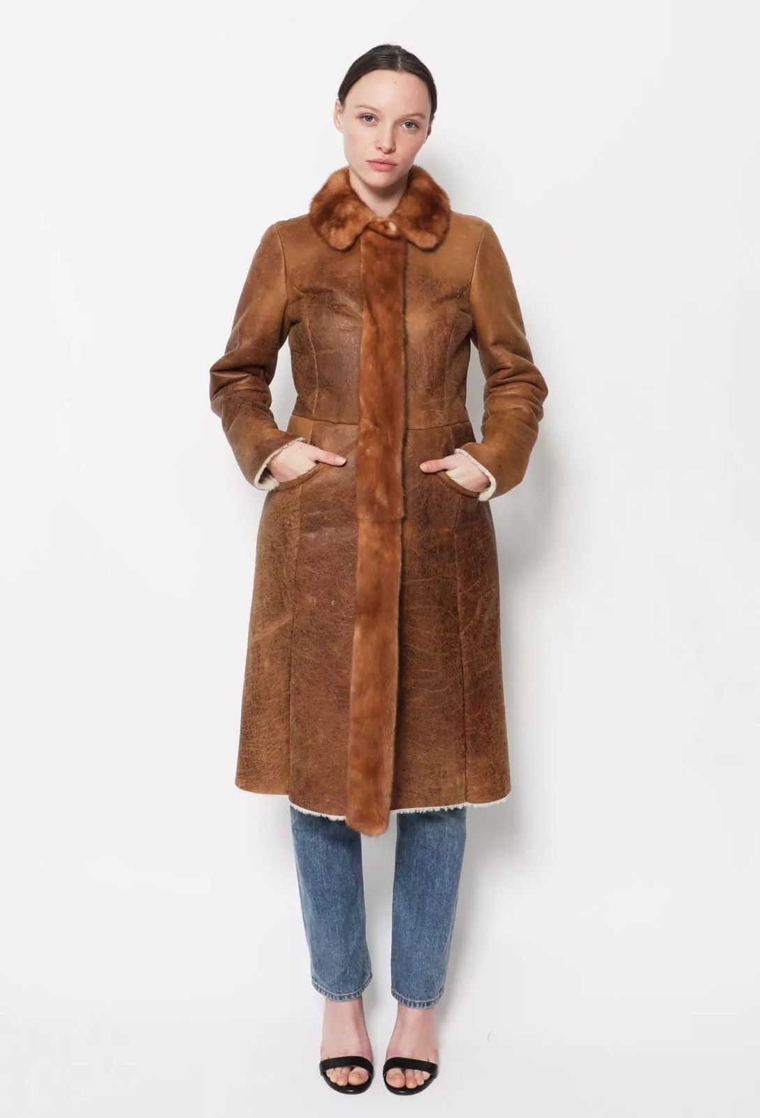 Prada Sheep Lined Mink Fur Leather Jacket Size M / US 6-8 / IT 42-44 - 1 Thumbnail