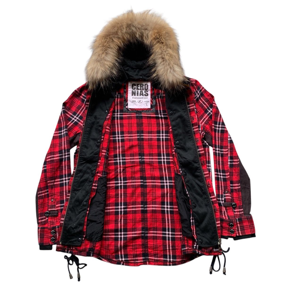Japanese Brand Cero Nias Fur Double Layerd Plaid Punk Gothic Style Jacket Size US L / EU 52-54 / 3 - 5 Thumbnail