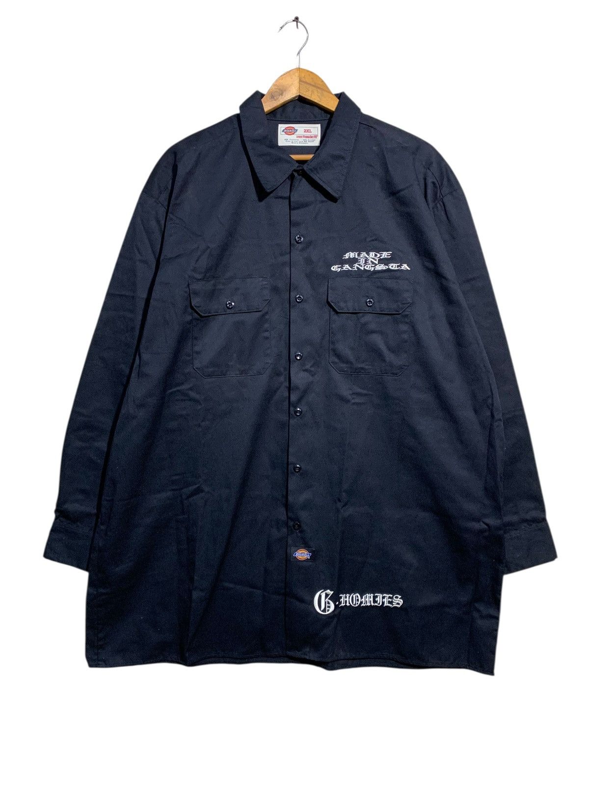 Dickies 🔥VTG DICKIES WORKSHIRTS BLACK L/S MADE IN GANGSTA Size US XXL / EU 58 / 5 - 1 Thumbnail