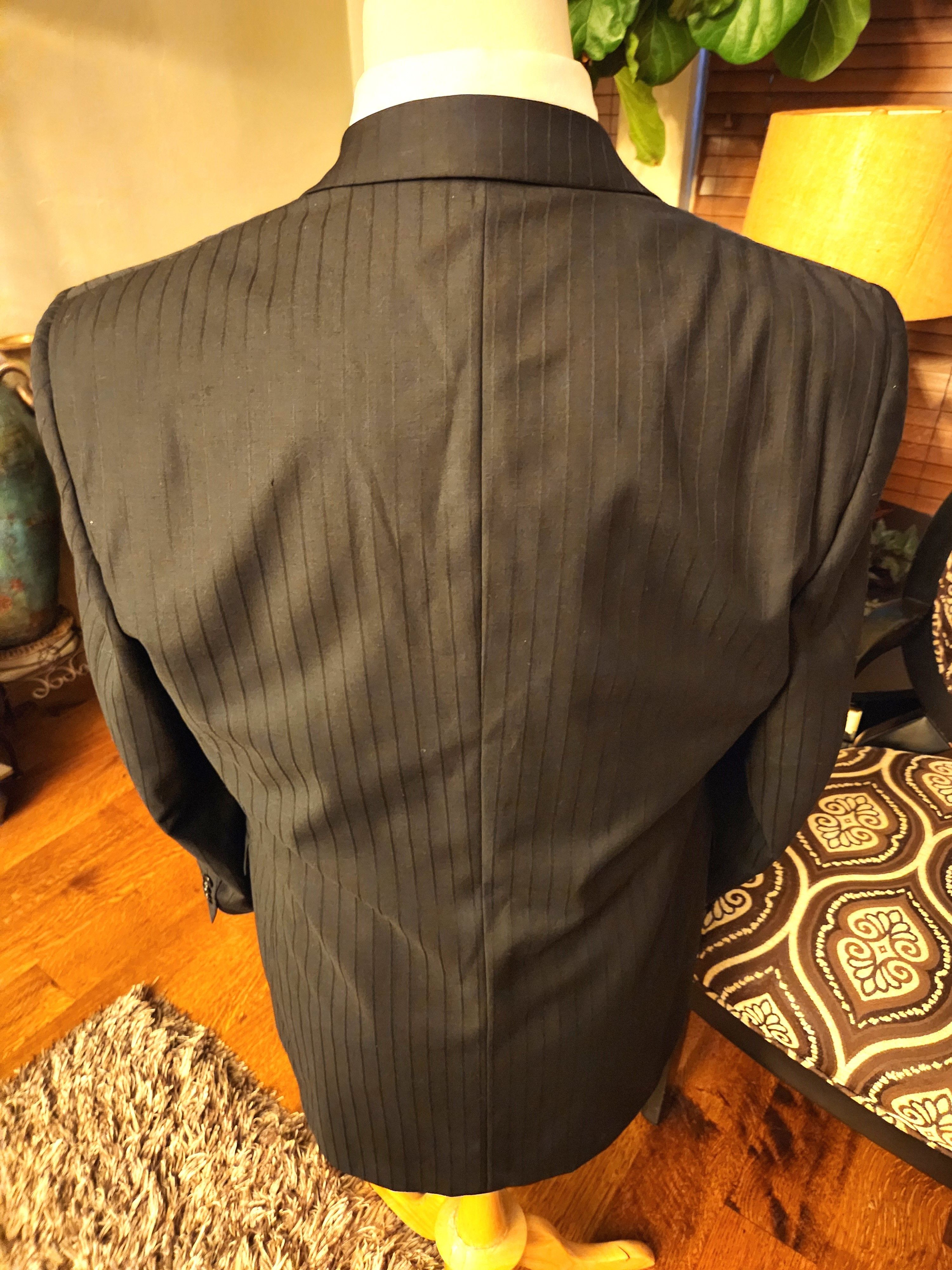 Canali NWOT 100% Wool Black Pinstripe Blazer Size 46R - 2 Thumbnail