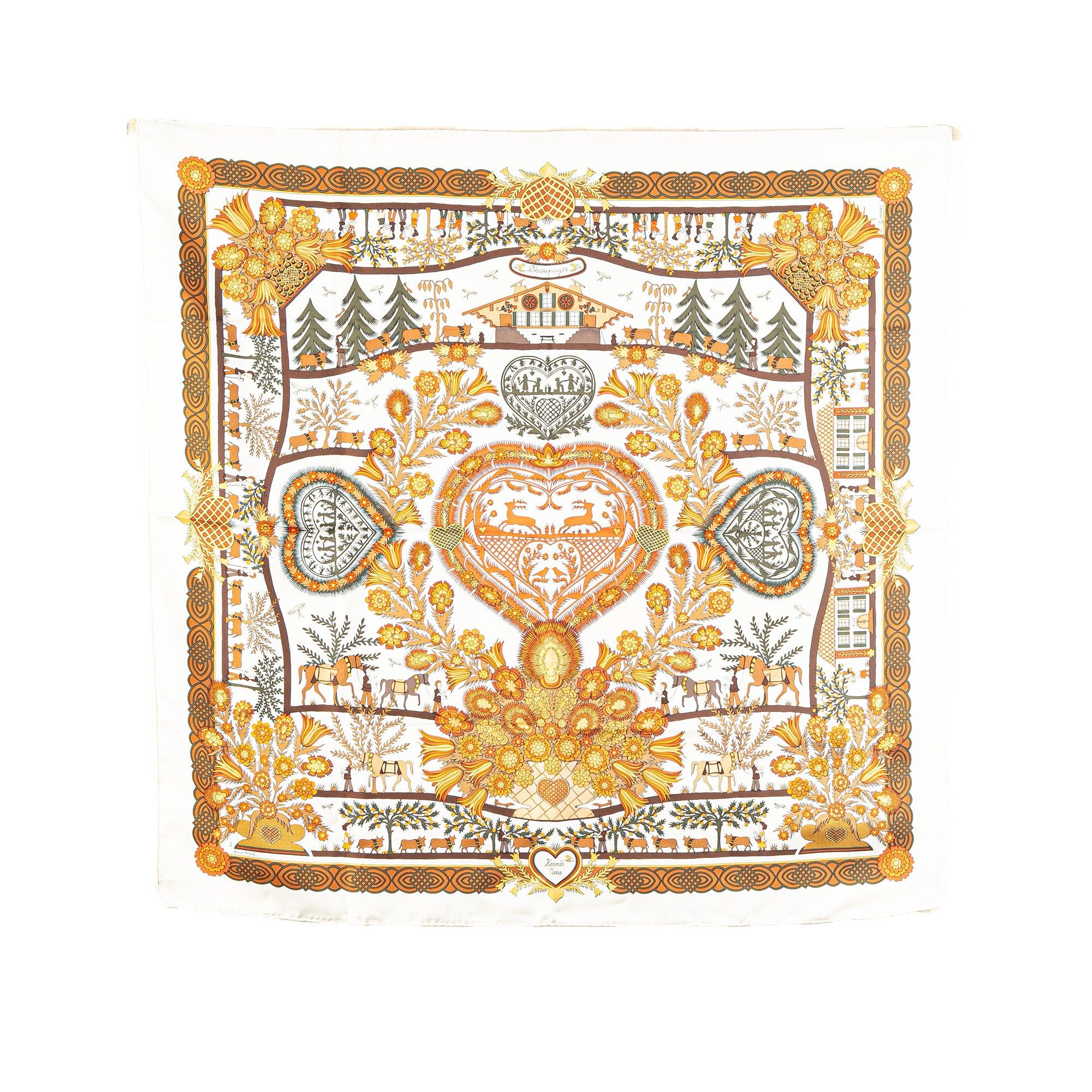 Hermes Hermès Decoupages Silk Scarf Yellow Size ONE SIZE - 1 Thumbnail