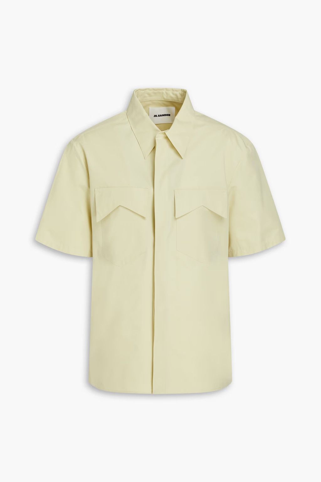 o1y1124 Short Sleeves Cotton Poplin Shirt in Pastel Yellow