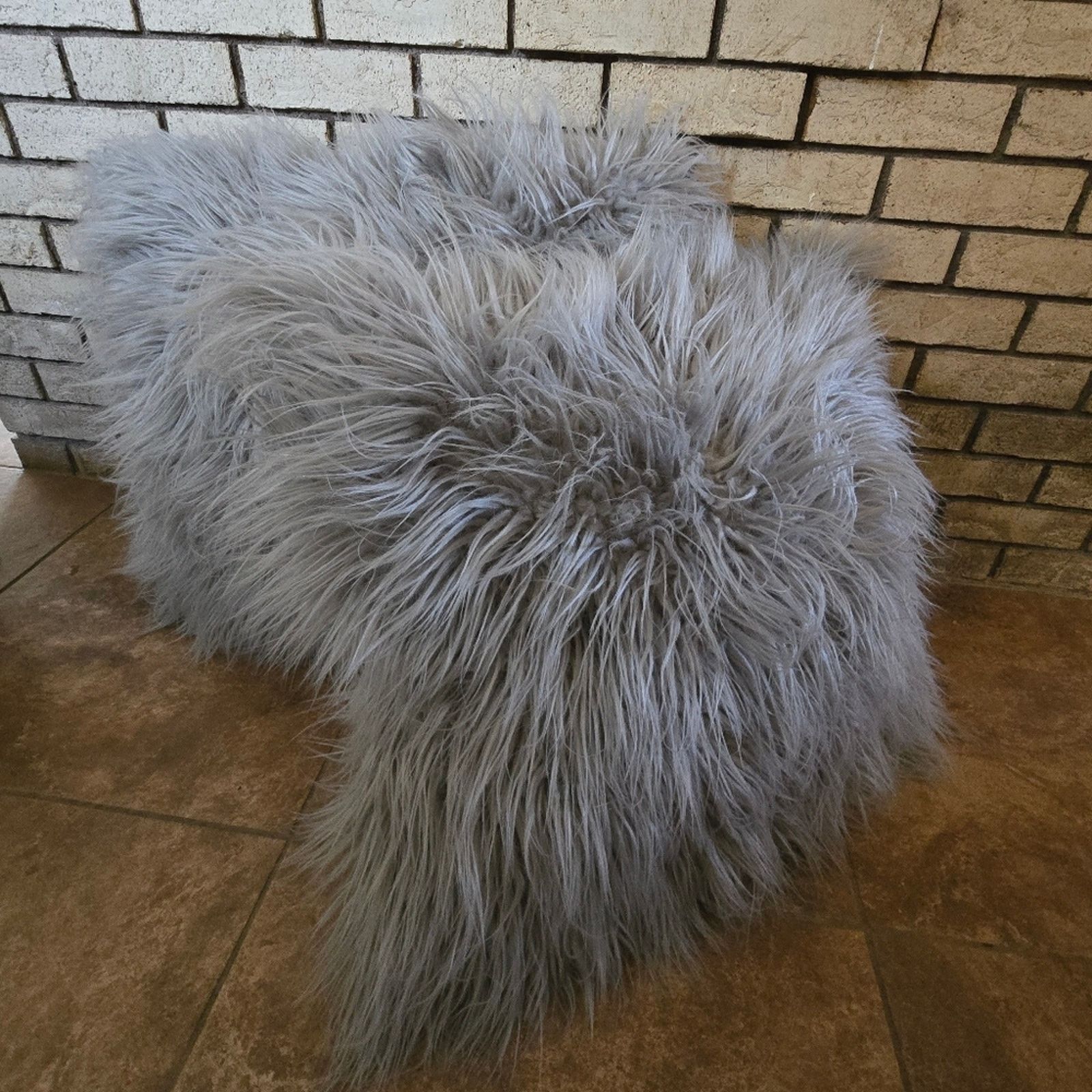 Other Grey | STYLE CO-OP | Mongolian Fur Detailed Pillow Size ONE SIZE - 2 Thumbnail