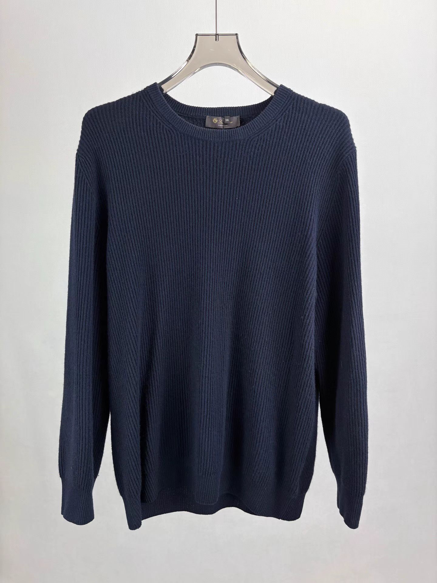Loro Piana Blue Ribbed Long Sleeve Sweater - XL Size US XL / EU 56 / 4 - 1 Thumbnail