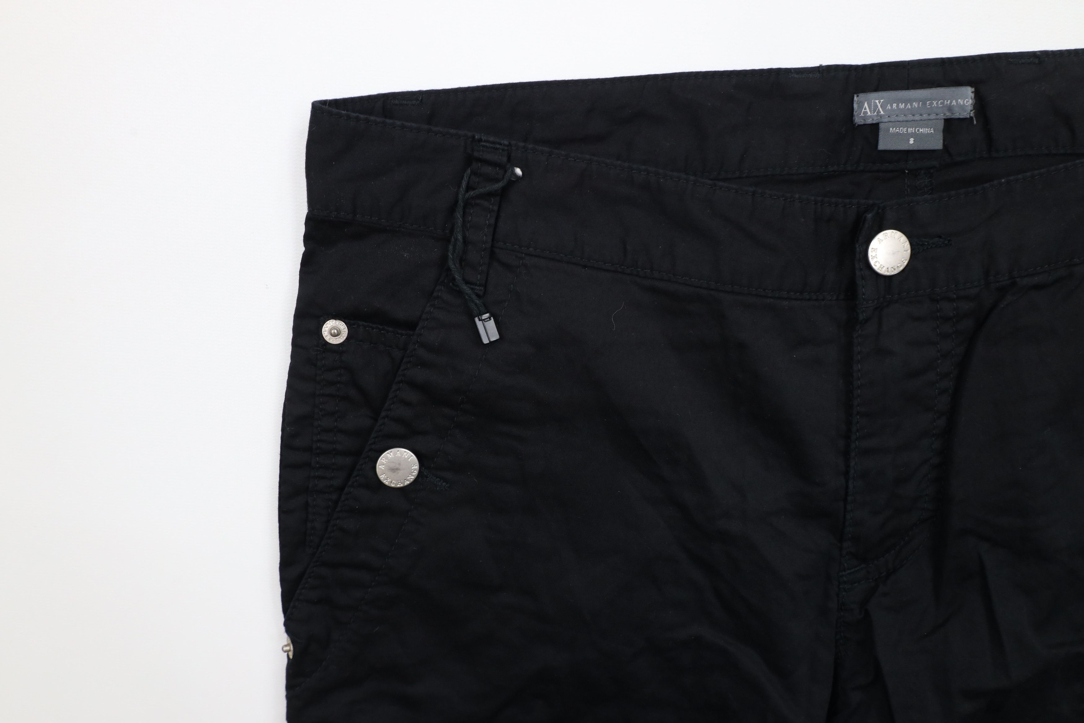 Armani Exchange × Vintage New Armani Exchange Roll Cuff Capris Shorts Black Cotton Size 31" - 5 Thumbnail