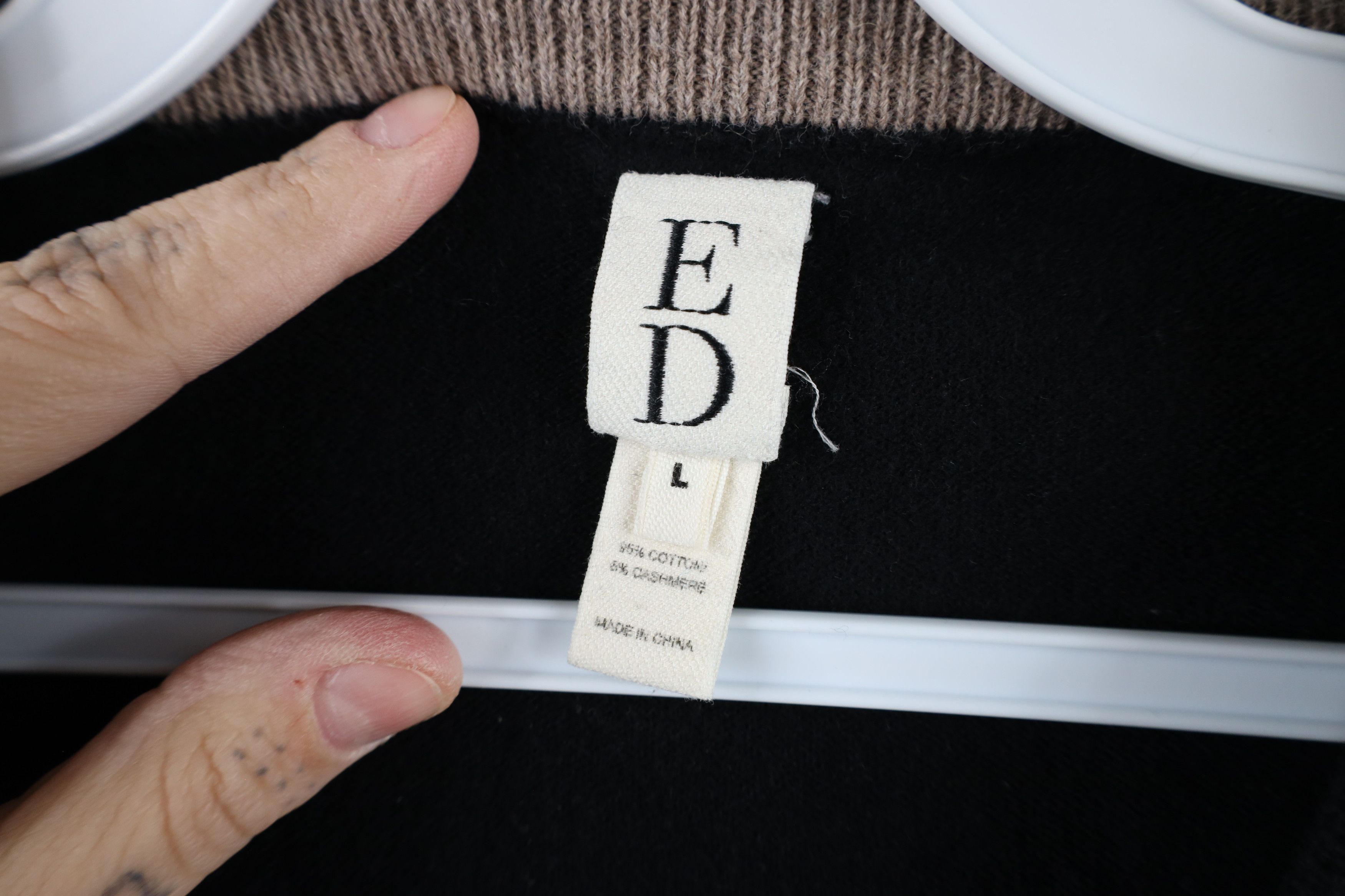 Vintage ED Ellen Degeneres Love Cashmere Blend Knit Sweater Black Size L / US 10 / IT 46 - 4 Thumbnail