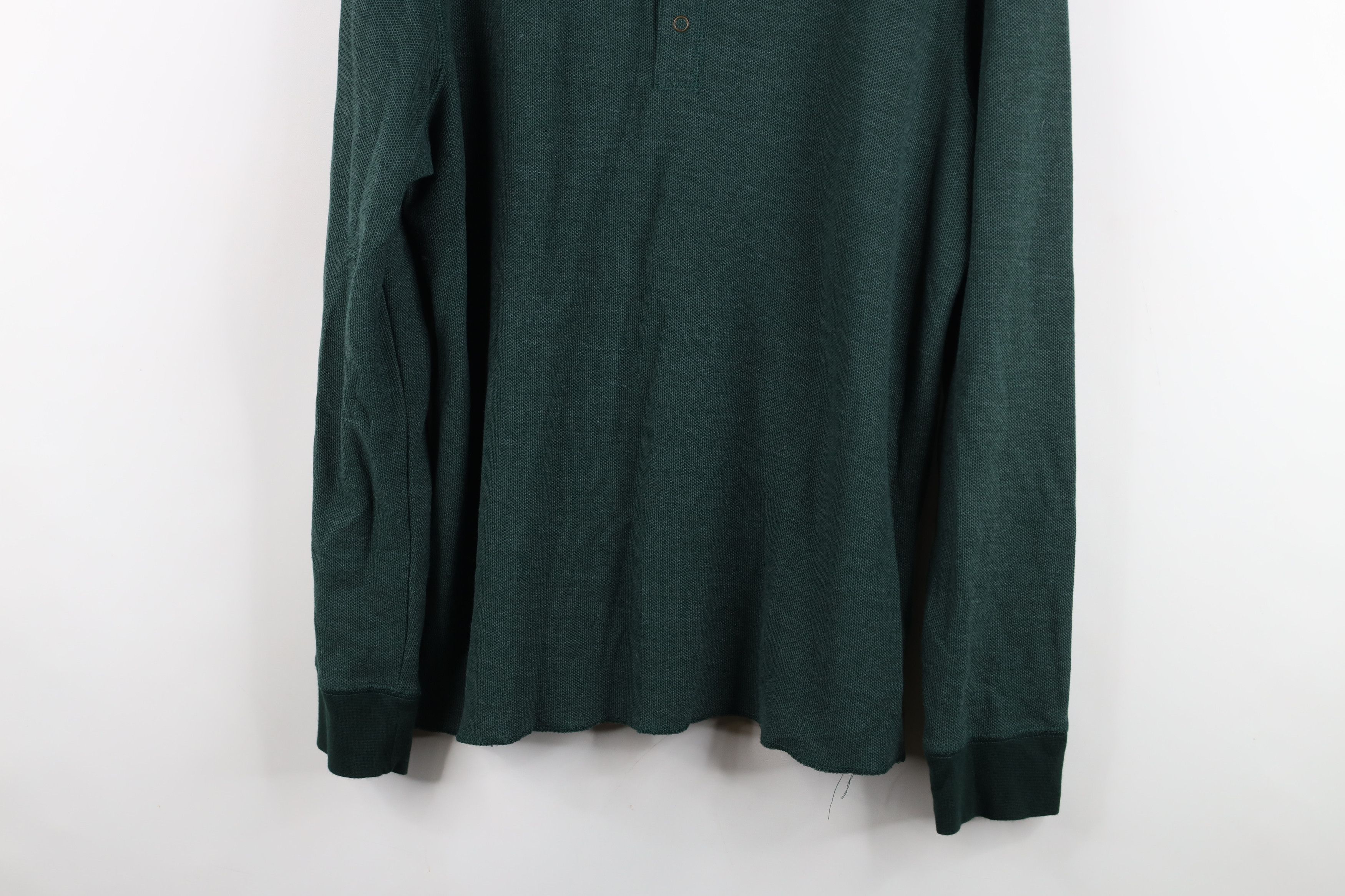 UNTUCKit Untuckit Waffle Knit Henley Long Sleeve T-Shirt Green Size US L / EU 52-54 / 3 - 3 Thumbnail