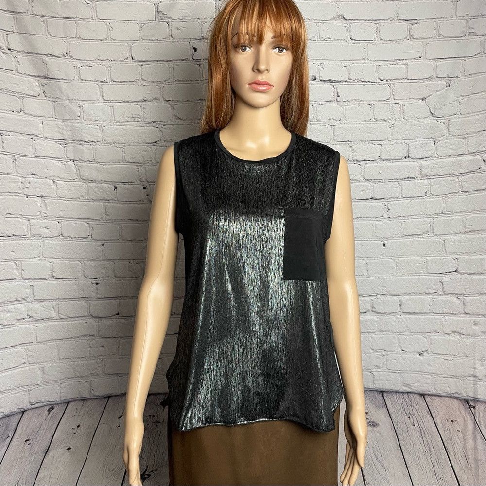 Zara Zara Collection W&B Sleeveless Metallic Front Top Made In P Size M / US 6-8 / IT 42-44 - 1 Thumbnail