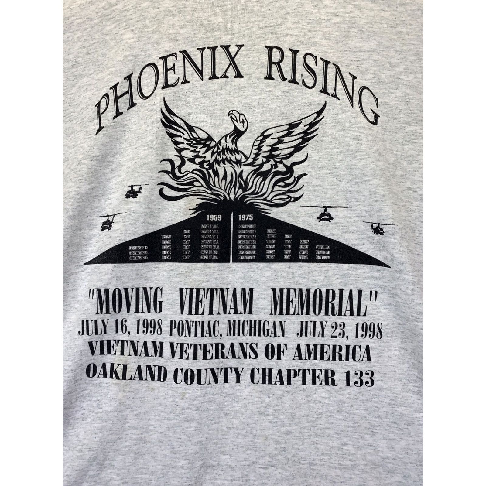 Fruit Of The Loom VINTAGE Moving Vietnam Memorial Pontiac Michigan Mens Graphic T Shirt Gray XL 90s Military Size US XL / EU 56 / 4 - 2 Thumbnail