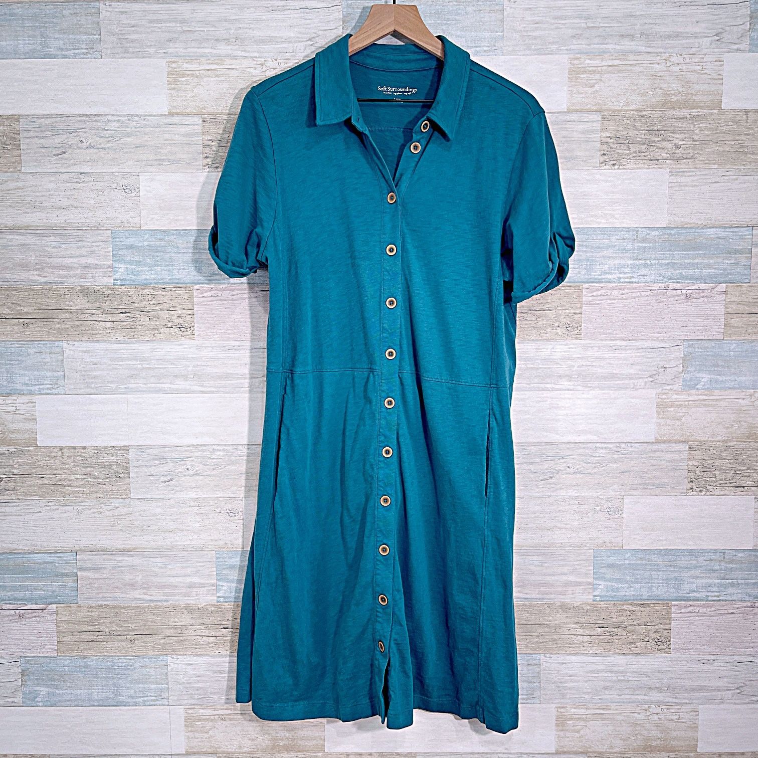 Soft Surroundings Soft Surroundings Filipa Shirt Dress Teal Blue Womens Large Size L / US 10 / IT 46 - 2 Thumbnail
