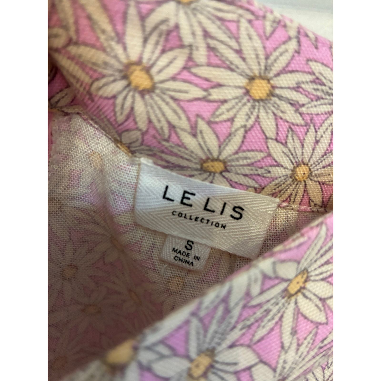 Other Lelis Floral Linen Blend Pink Daffodil Pants Woodstock Retro Size 25" / US 0 / IT 36 - 4 Thumbnail