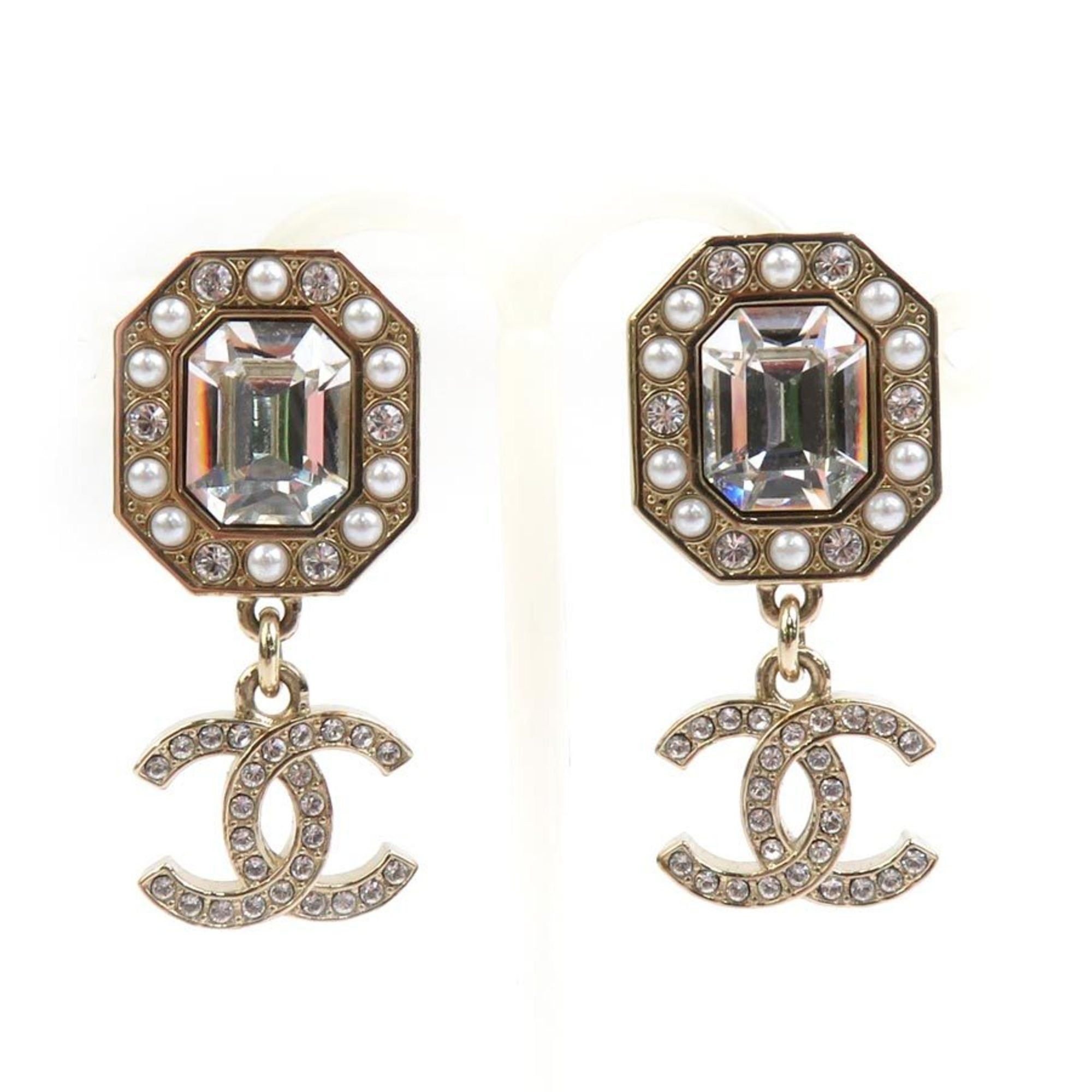 Chanel CHANEL Coco Mark Metal Rhinestone Earrings in Gold and Silver for Women e60885i Size ONE SIZE - 1 Thumbnail