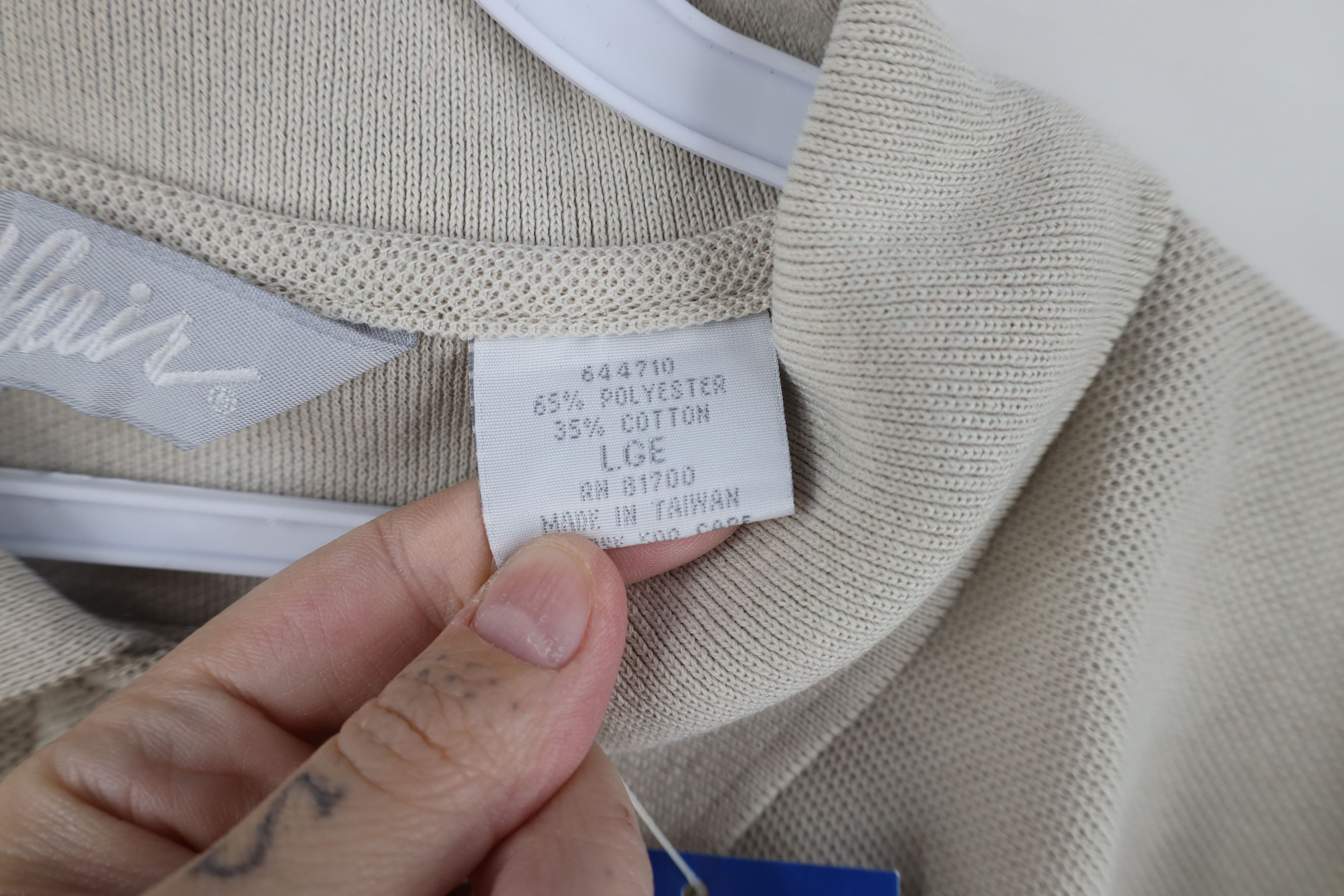 Vintage Deadstock Vintage 90s Streetwear Blank Golf Polo Shirt Beige Size L / US 10 / IT 46 - 6 Thumbnail