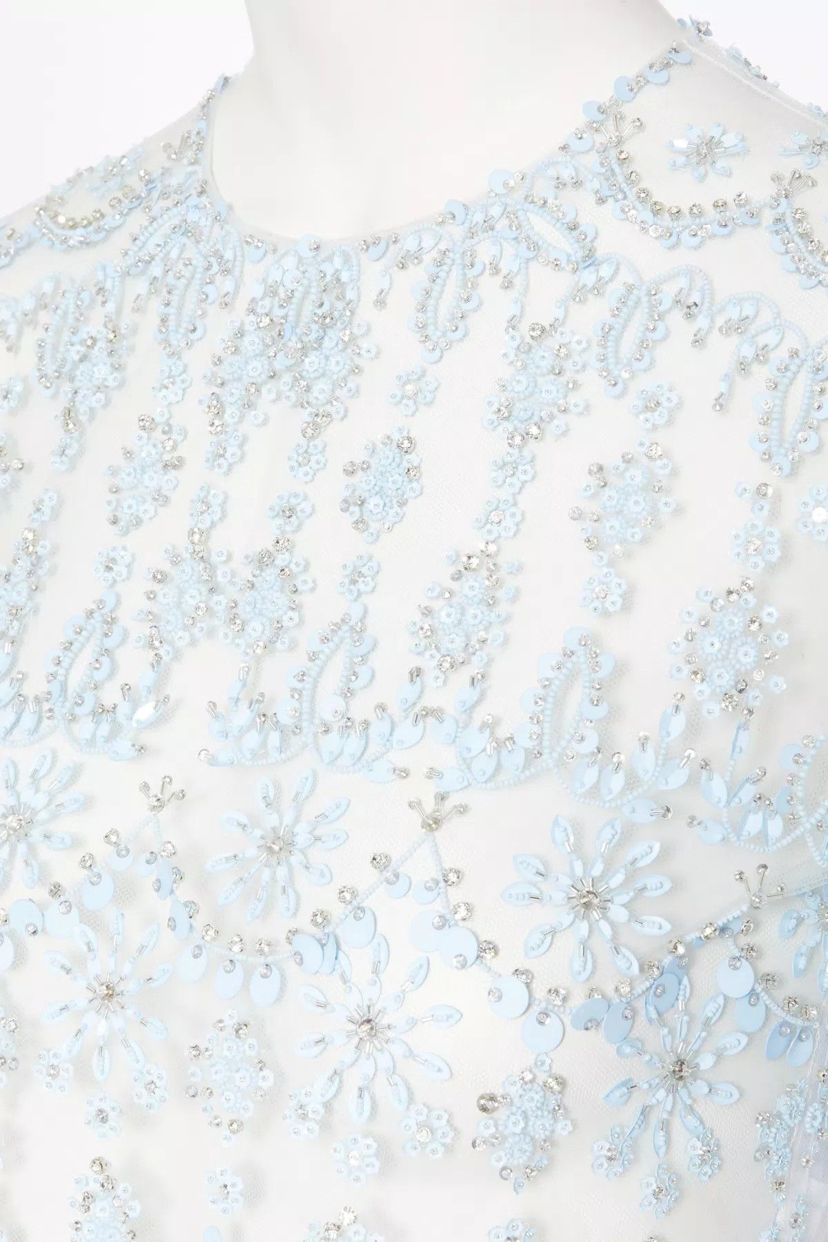 Valentino o1s1wg110426 Sheer Lace Top in Blue Size M / US 6-8 / IT 42-44 - 3 Thumbnail