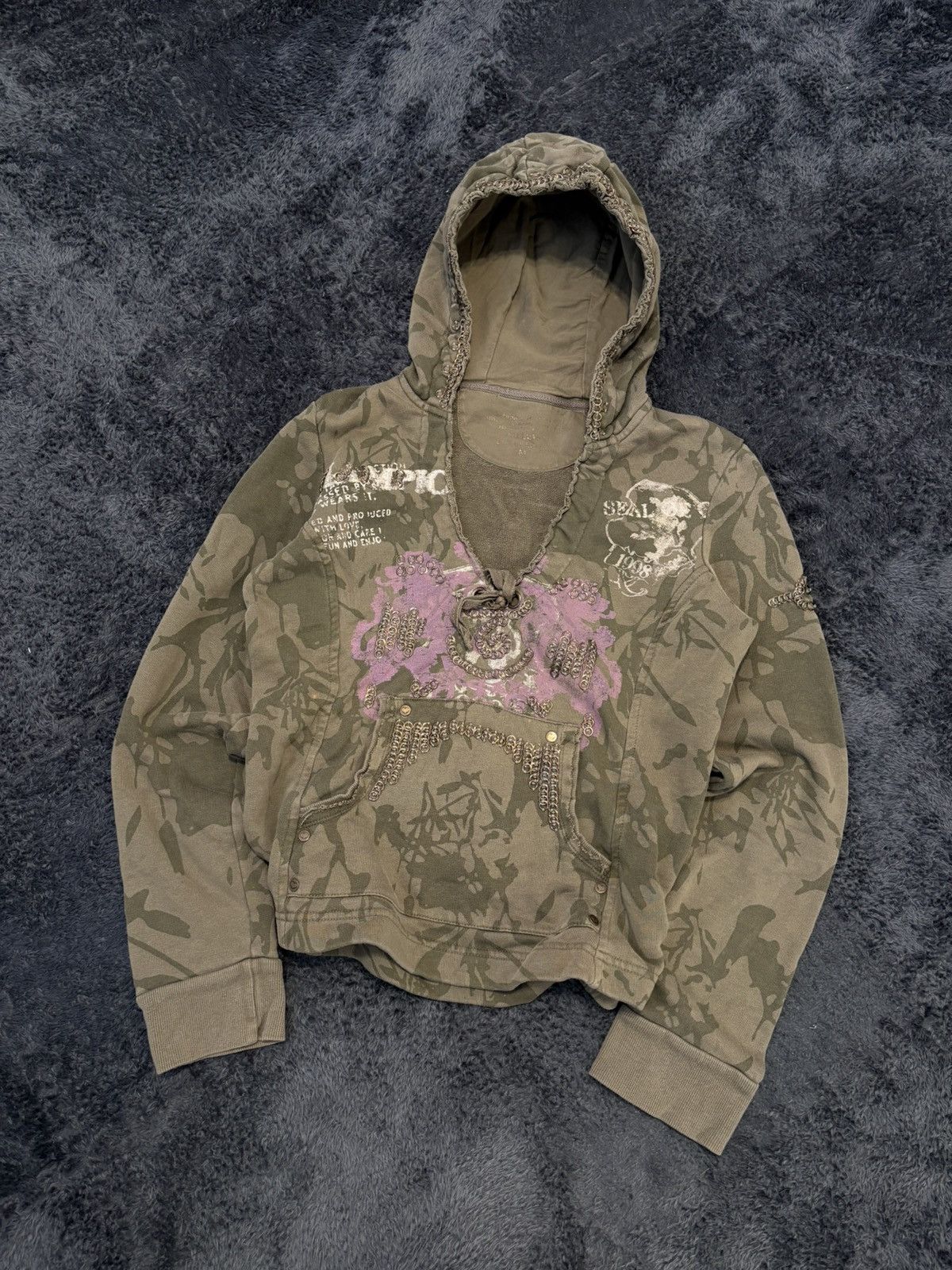 Hysteric Glamour × Undercover 00s Camo Studded Hysteric Glamour Vibe Y2K Style Hoodie Size L / US 10 / IT 46 - 1 Thumbnail
