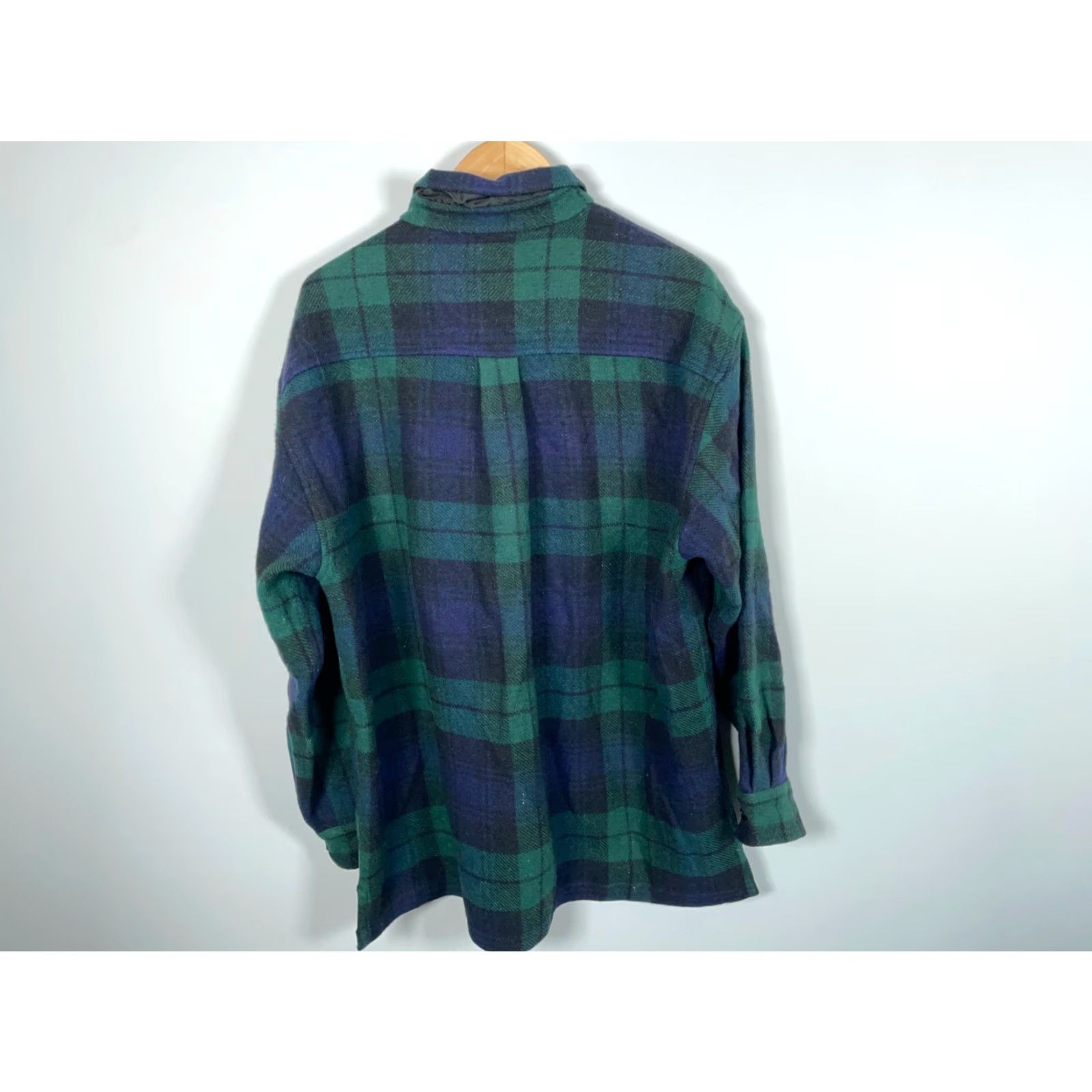 Vintage Vintage Wool Flannel Shirt Heavyweight Grunge Tartan Dark Blue Green Workwear Adult XL Green Wool Size US XL / EU 56 / 4 - 2 Thumbnail