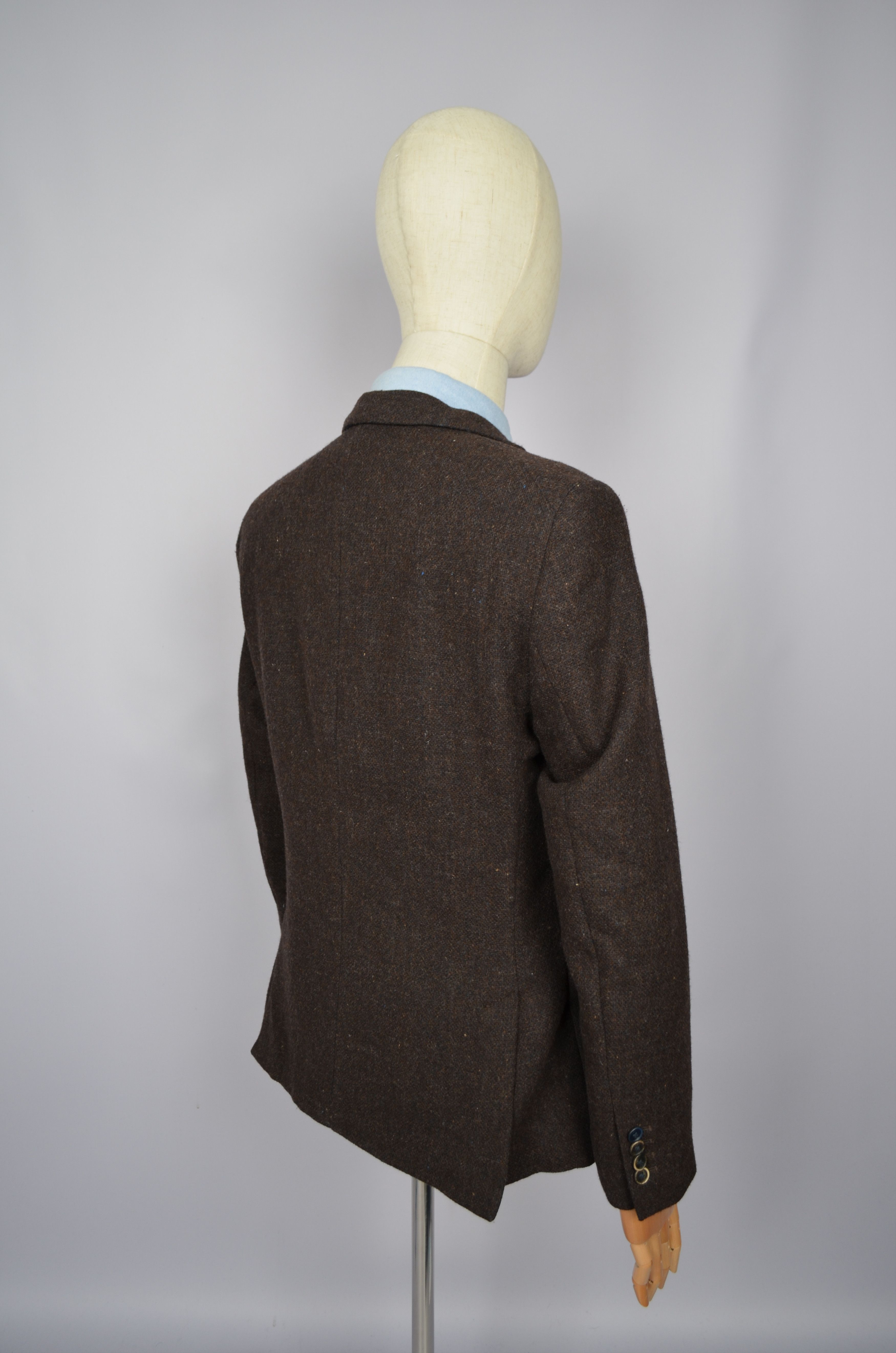 Designer John Barritt Bottoli Knit Wool Brown Unlined Blazer Jacket Size 40R - 8 Thumbnail