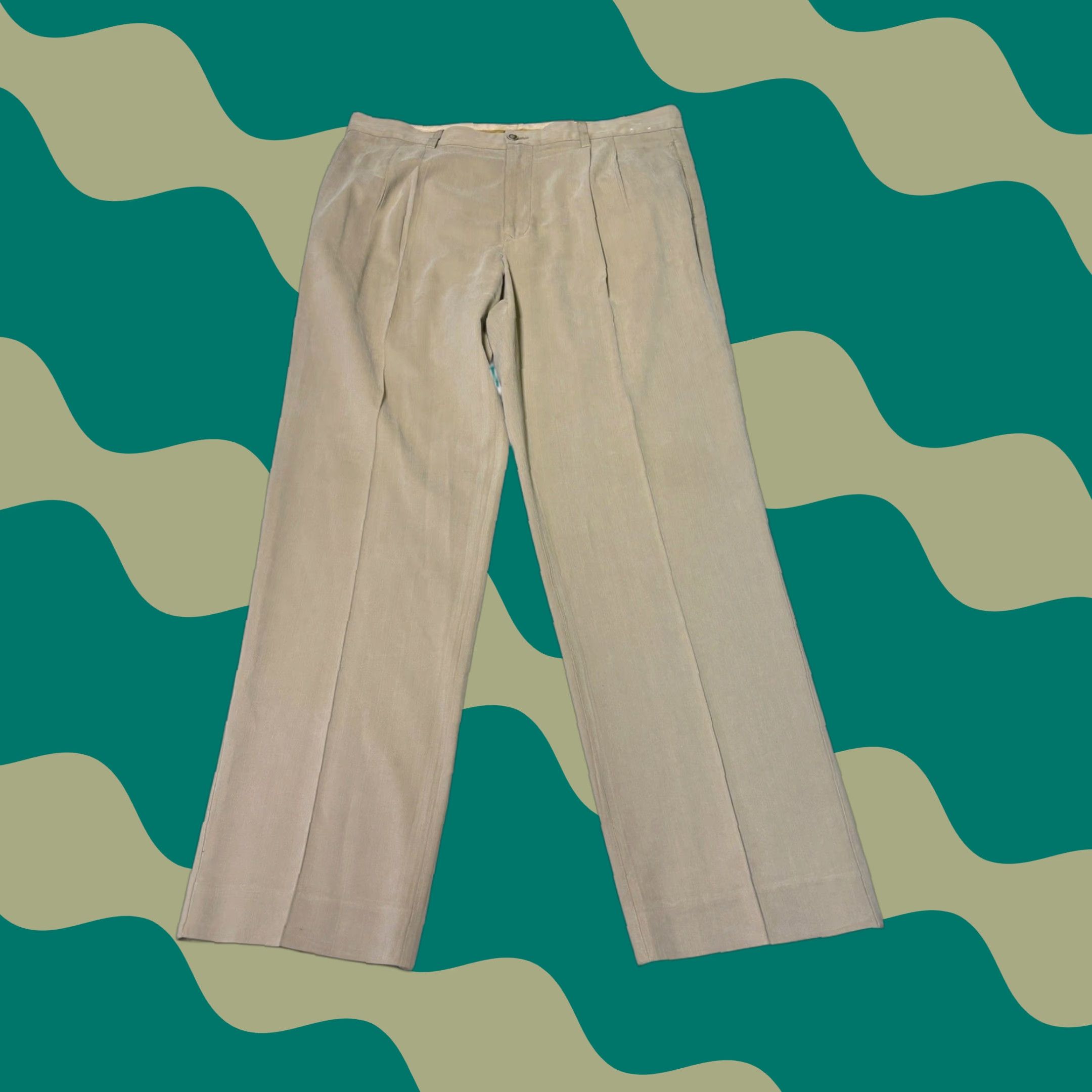 Tommy Bahama Tommy Bahama Silk Bamboo Pleated Dress Pants Khaki Tan Solid Beige Size XL Mens Size US 38 / EU 54 - 1 Thumbnail